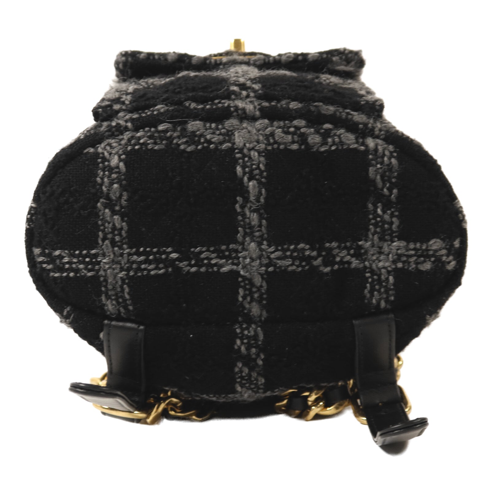 CHANEL Tweed Duma Tweed Backpack金扣鏈帶背包