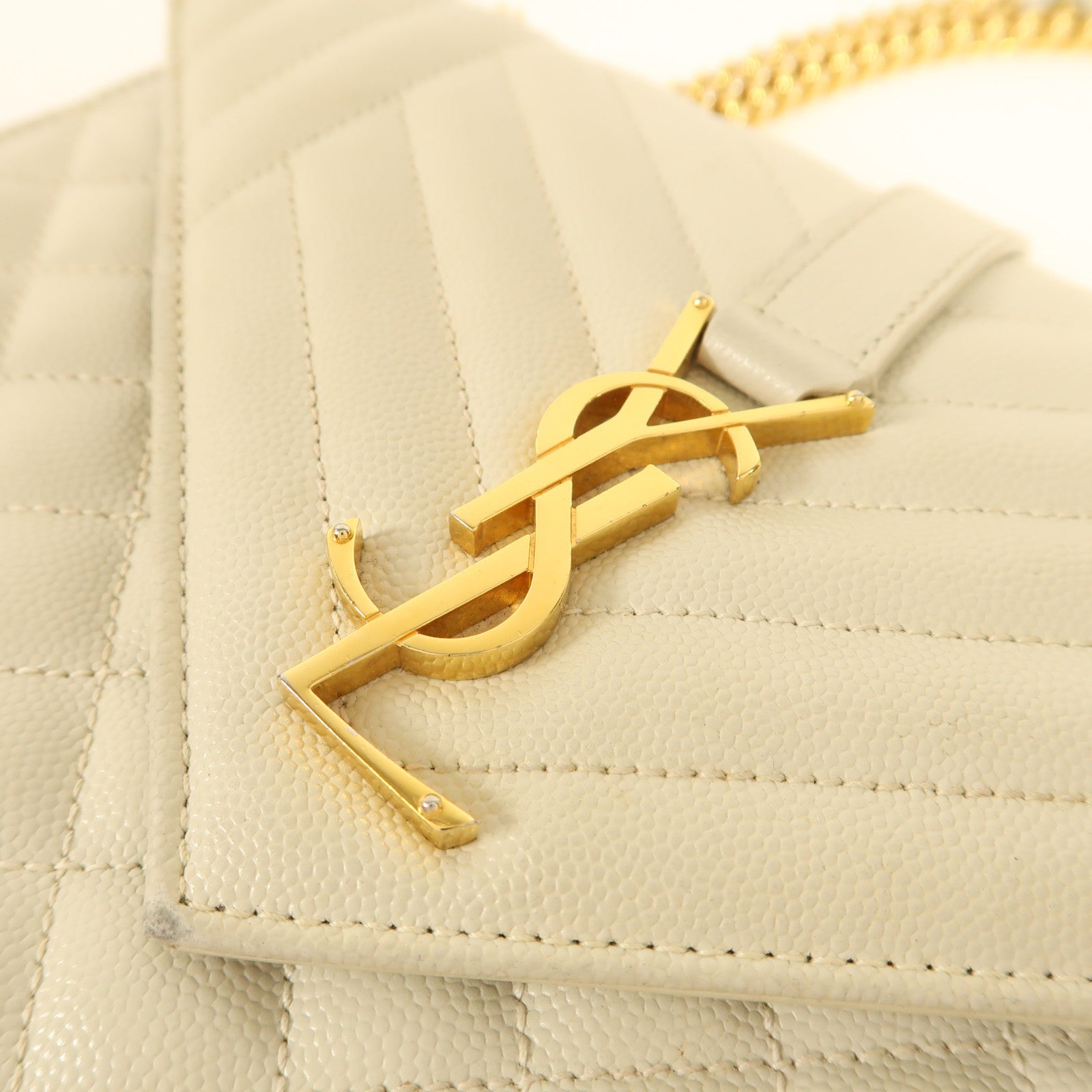 SAINT LAURENT 牛皮皮革Chain Shoulder金扣鏈帶肩背袋