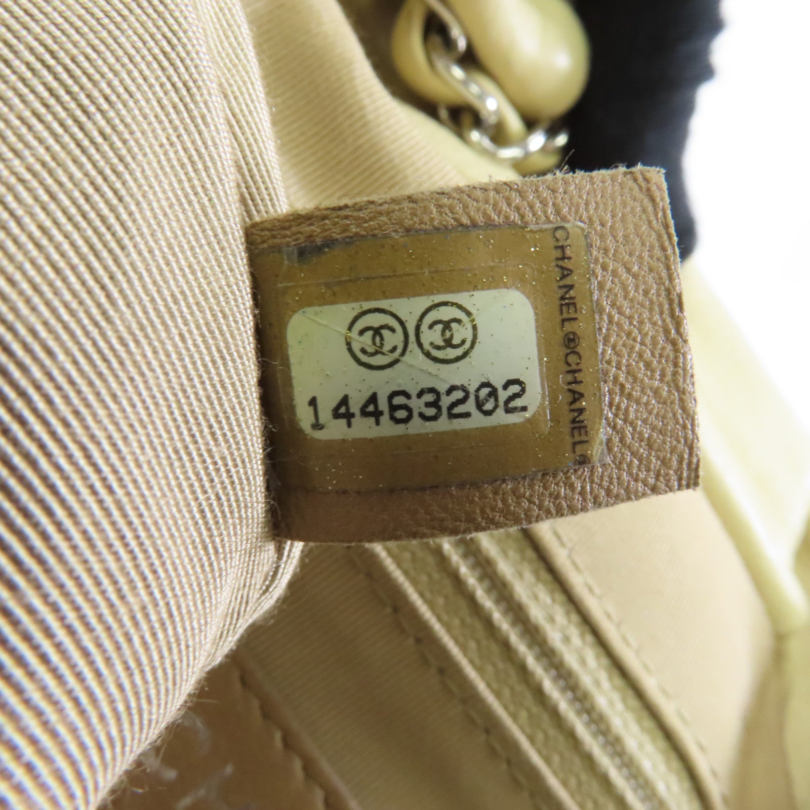 CHANEL 【激減優惠】菱格Caviar皮革Shoulder Bag銀扣奶油色