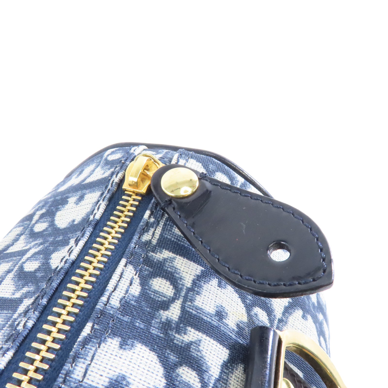 Dior 塗層帆布Mini Boston Bag金扣手挽袋藍色