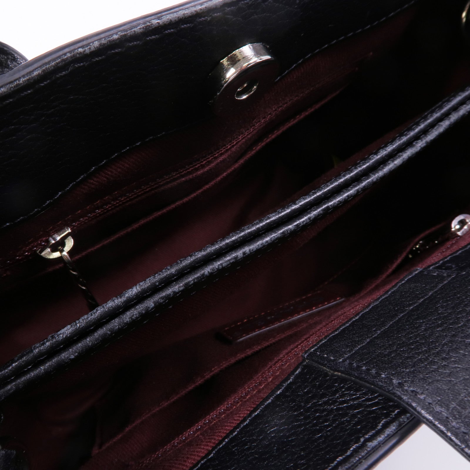 CHANEL 牛皮皮革Handbag銀扣手挽袋
