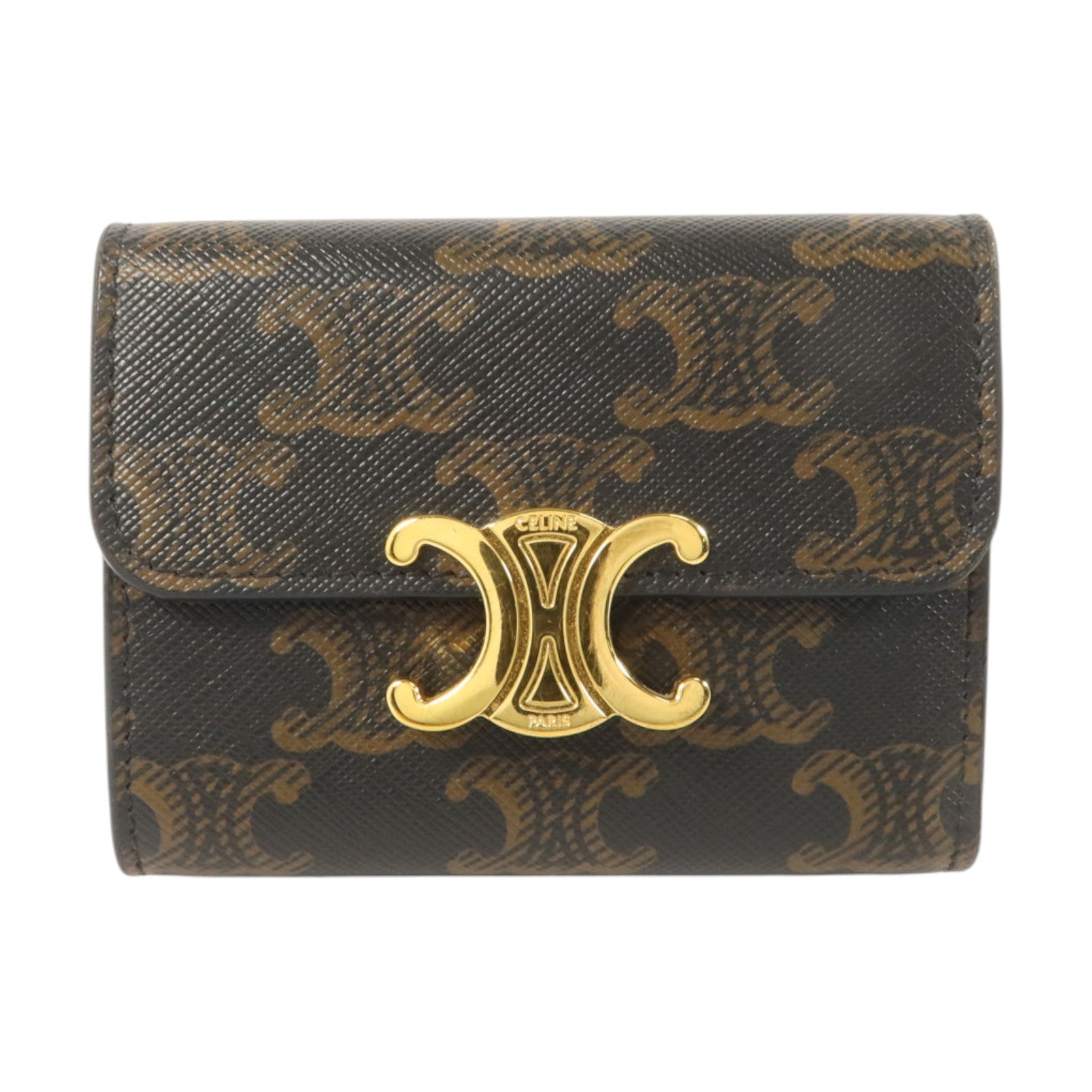 CELINE Triomphe帆布Compact Wallet With Coin Purse錢包