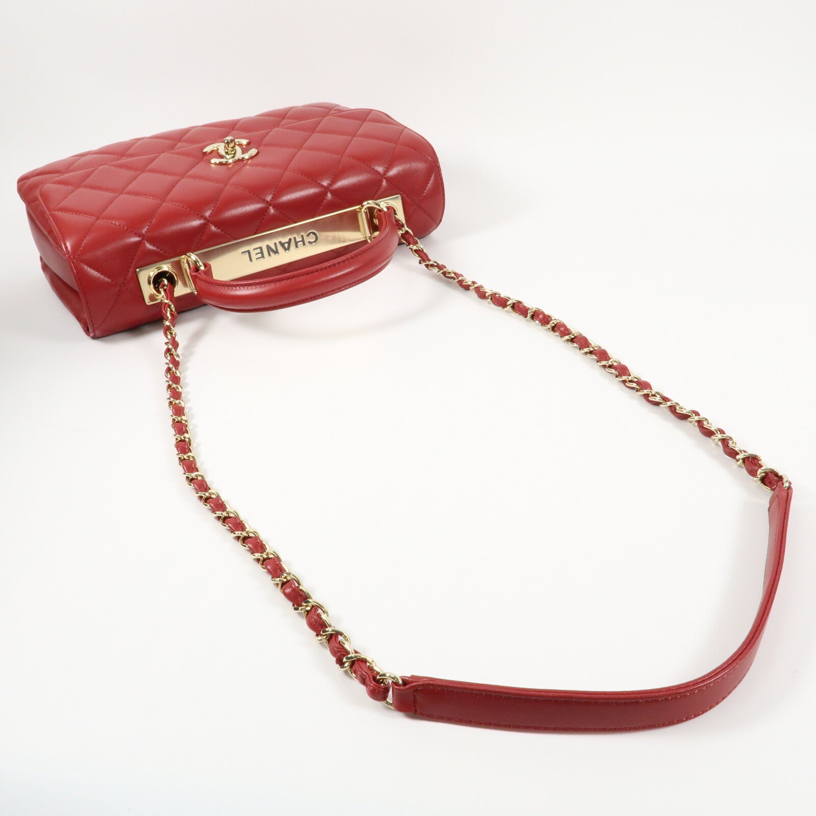 CHANEL 羊皮皮革Trendy CC金扣鏈帶手挽肩背兩用袋
