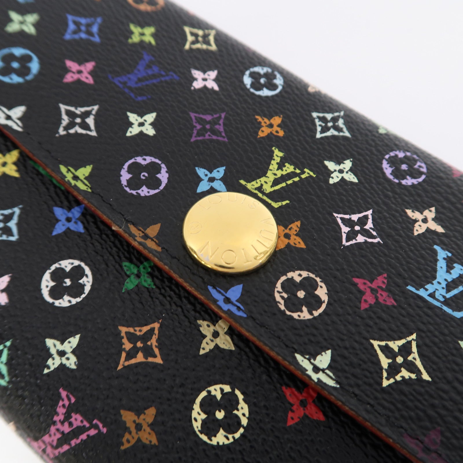 LOUIS VUITTON Monogram Multicolore Sarah Wallet金扣折疊長錢包黑色/彩色
