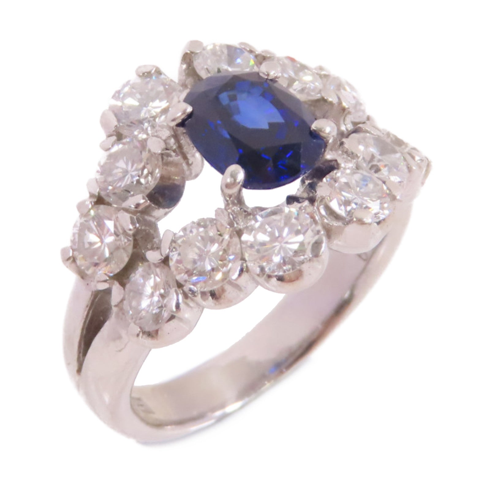 JEWELRY 【激減優惠】PT900鉑金/1.79ct藍寶石/2.50ct鑚石Sapphire Diamond Ring戒指US#7.5