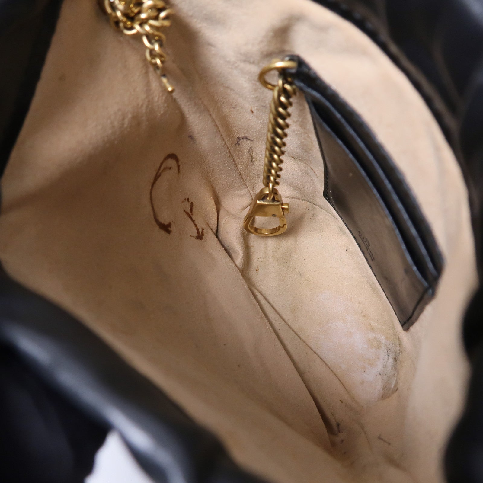 GUCCI 牛皮皮革GG Marmont Mini Bucket鏈帶肩背袋