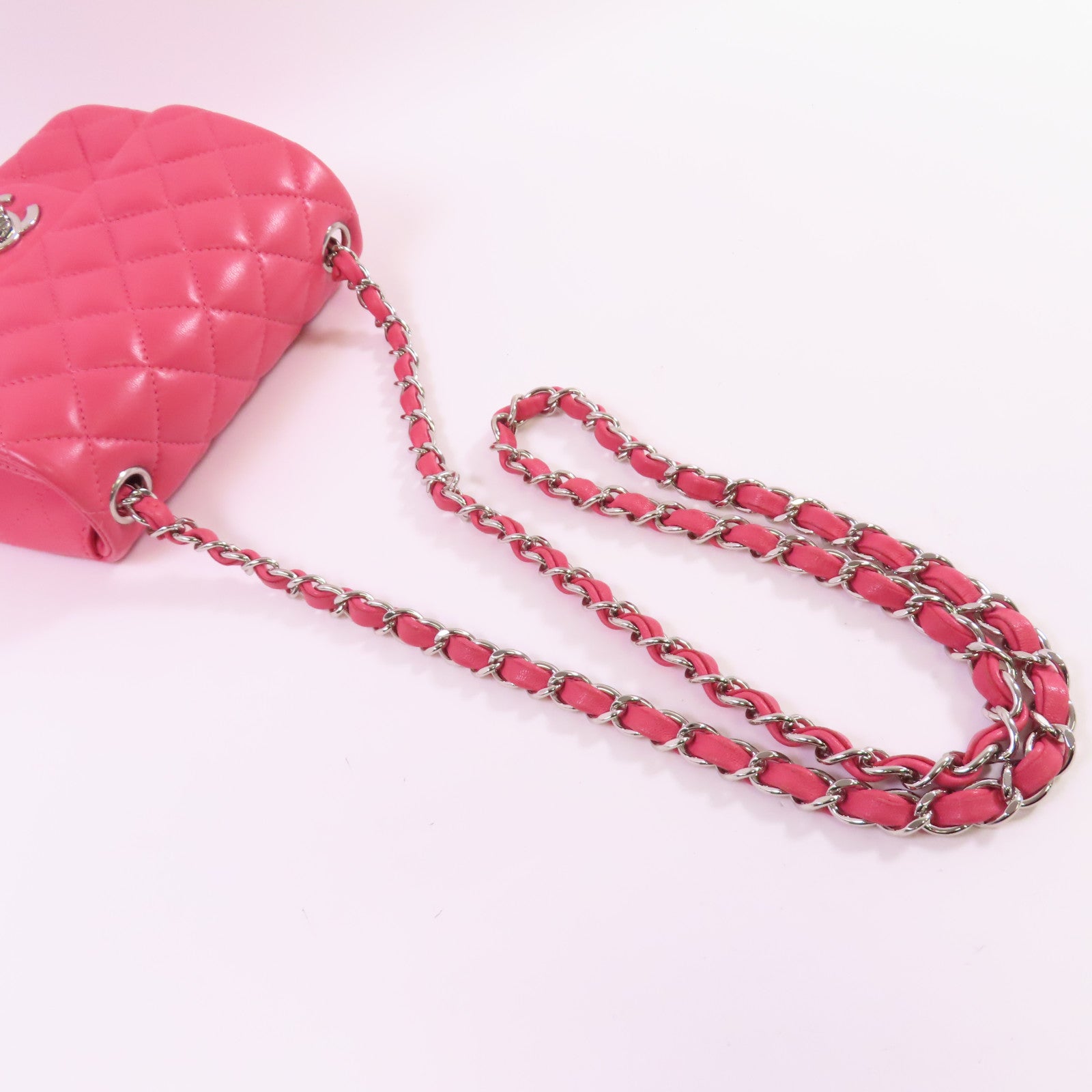 CHANEL CC SHW Mini Classic 17 Chain Shoulder Bag Lambskin Leather