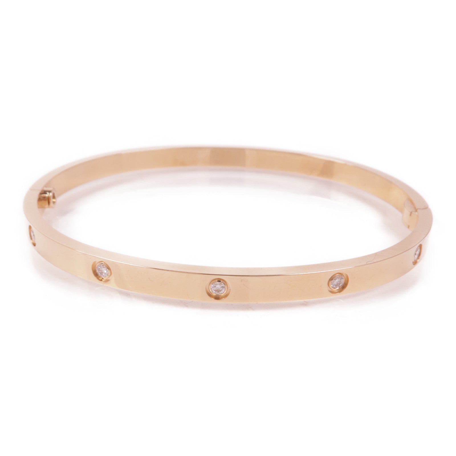 CARTIER 18K玫瑰金Love Bracelet Small Model 10 Diamonds鑽石手鐲Cartier#17