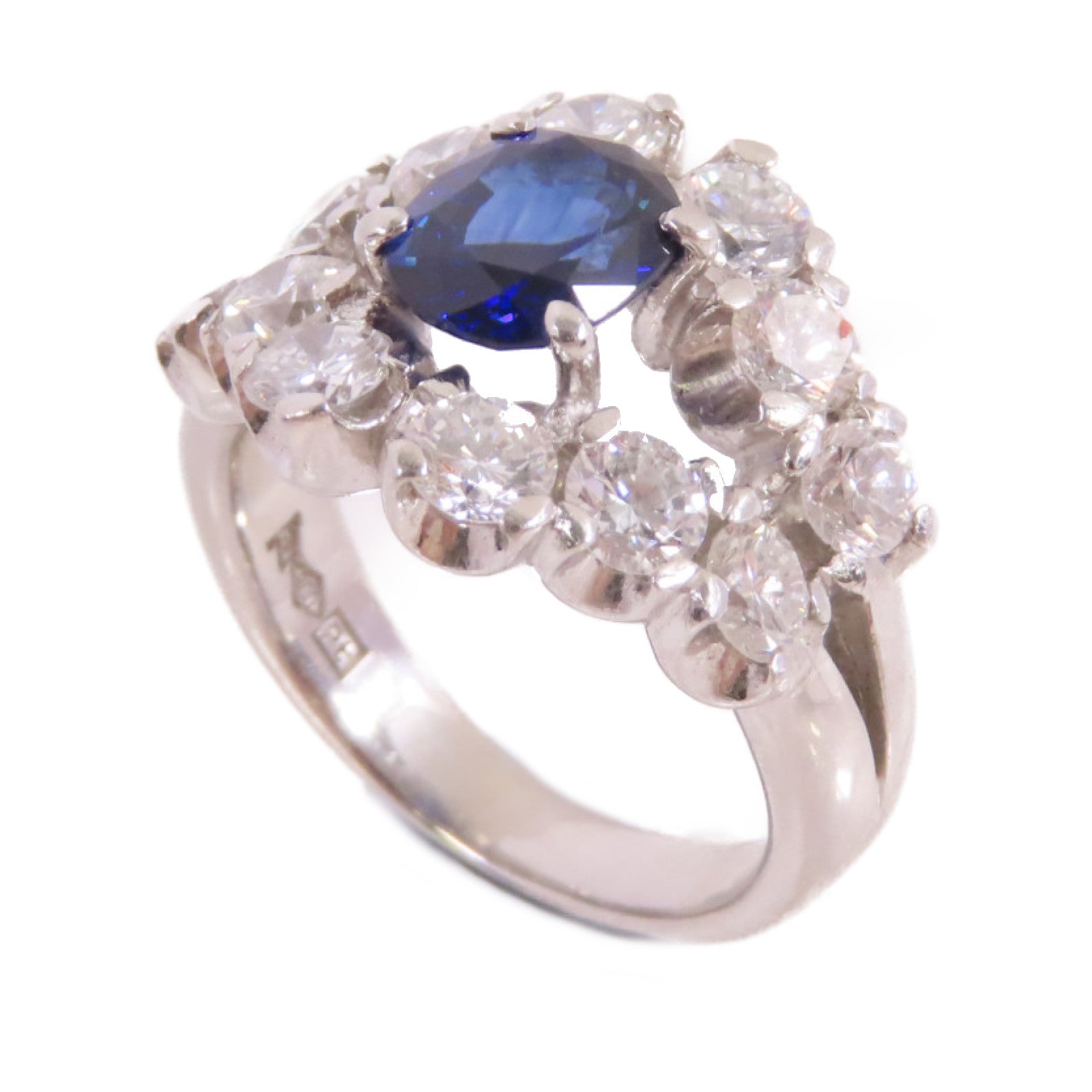 JEWELRY 【激減優惠】PT900鉑金/1.79ct藍寶石/2.50ct鑚石Sapphire Diamond Ring戒指US#7.5