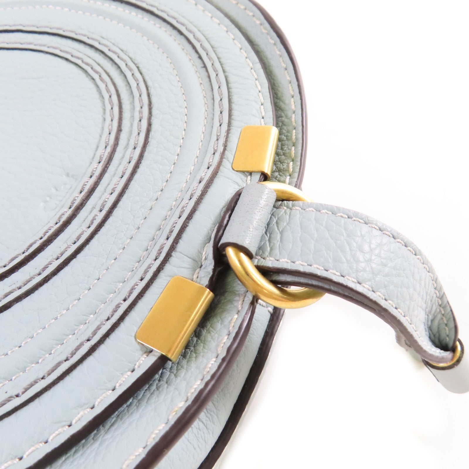 Chloe 牛皮皮革Marcie Small Shoulder Bag金扣肩背袋天空藍色