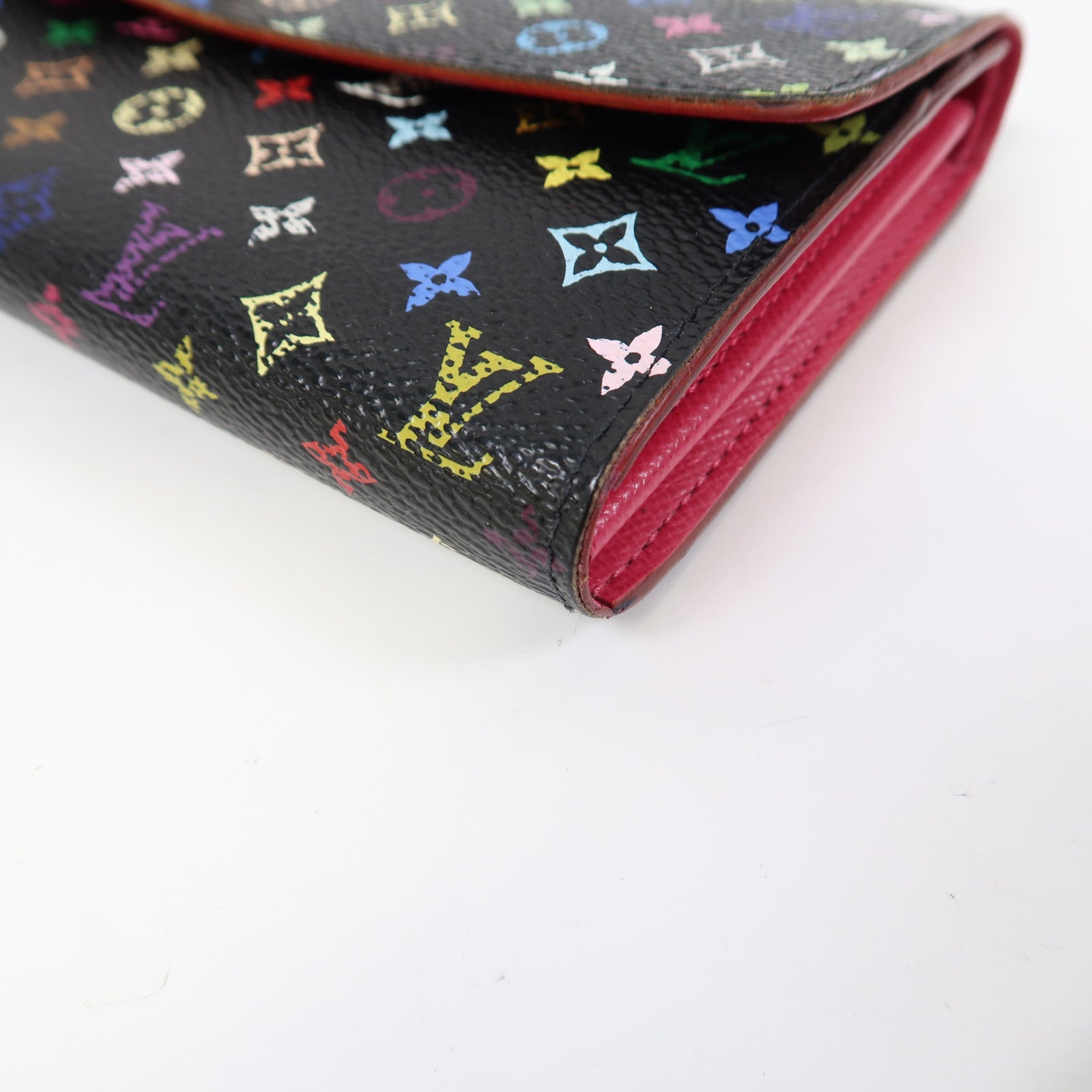 LOUIS VUITTON Monogram Multicolore Sarah Wallet金扣折疊長錢包黑色/彩色