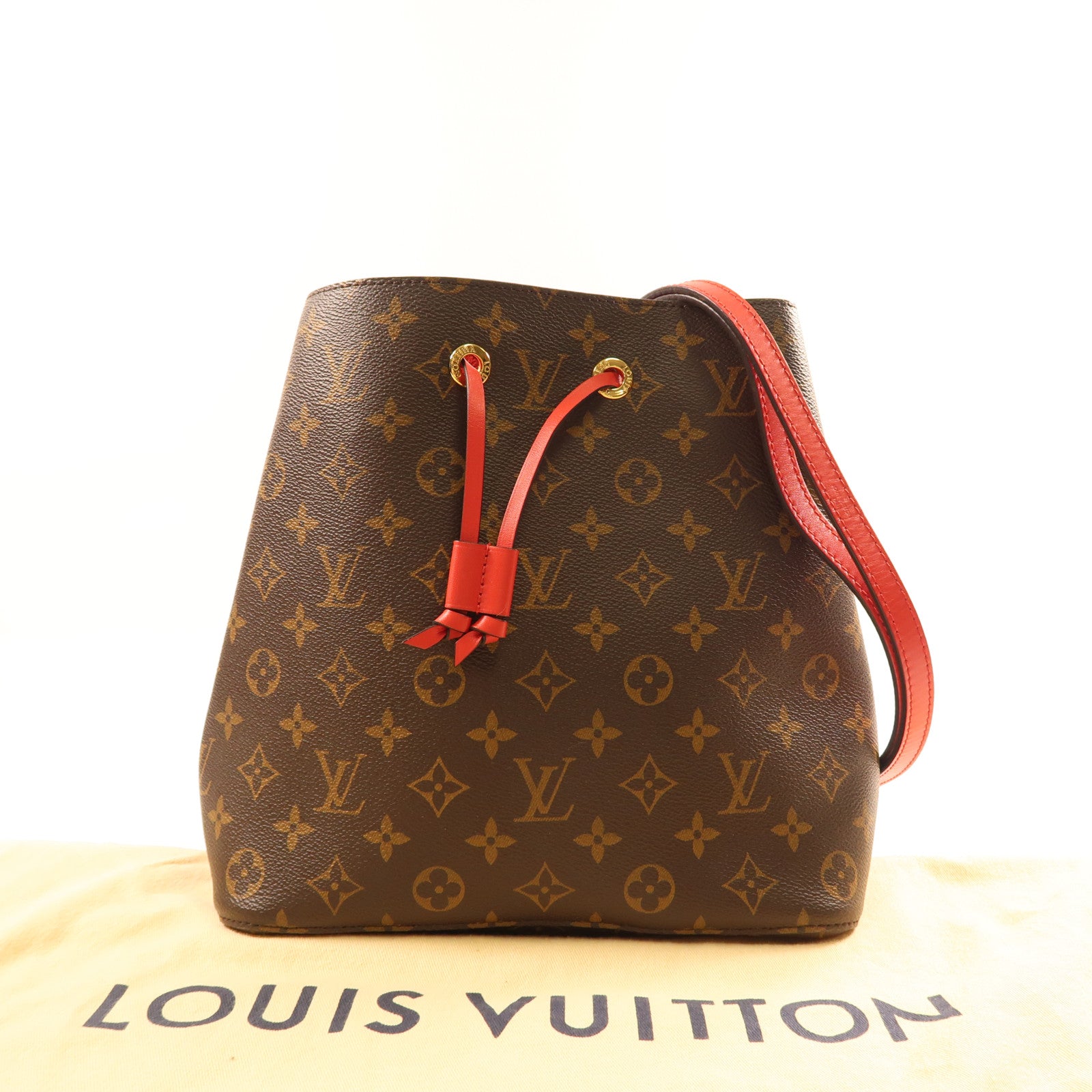 LOUIS VUITTON Monogram Neo Noe Bucket Bag金扣肩背袋Coquelicot/紅色