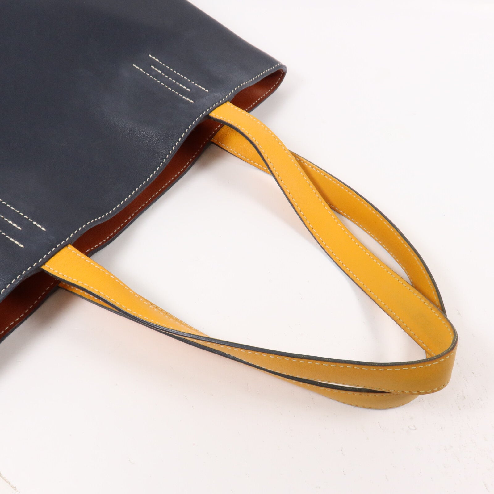 HERMES Swift皮革Double Sens 36手挽袋Bleu Indigo/Jaune d'Or/Cuivre