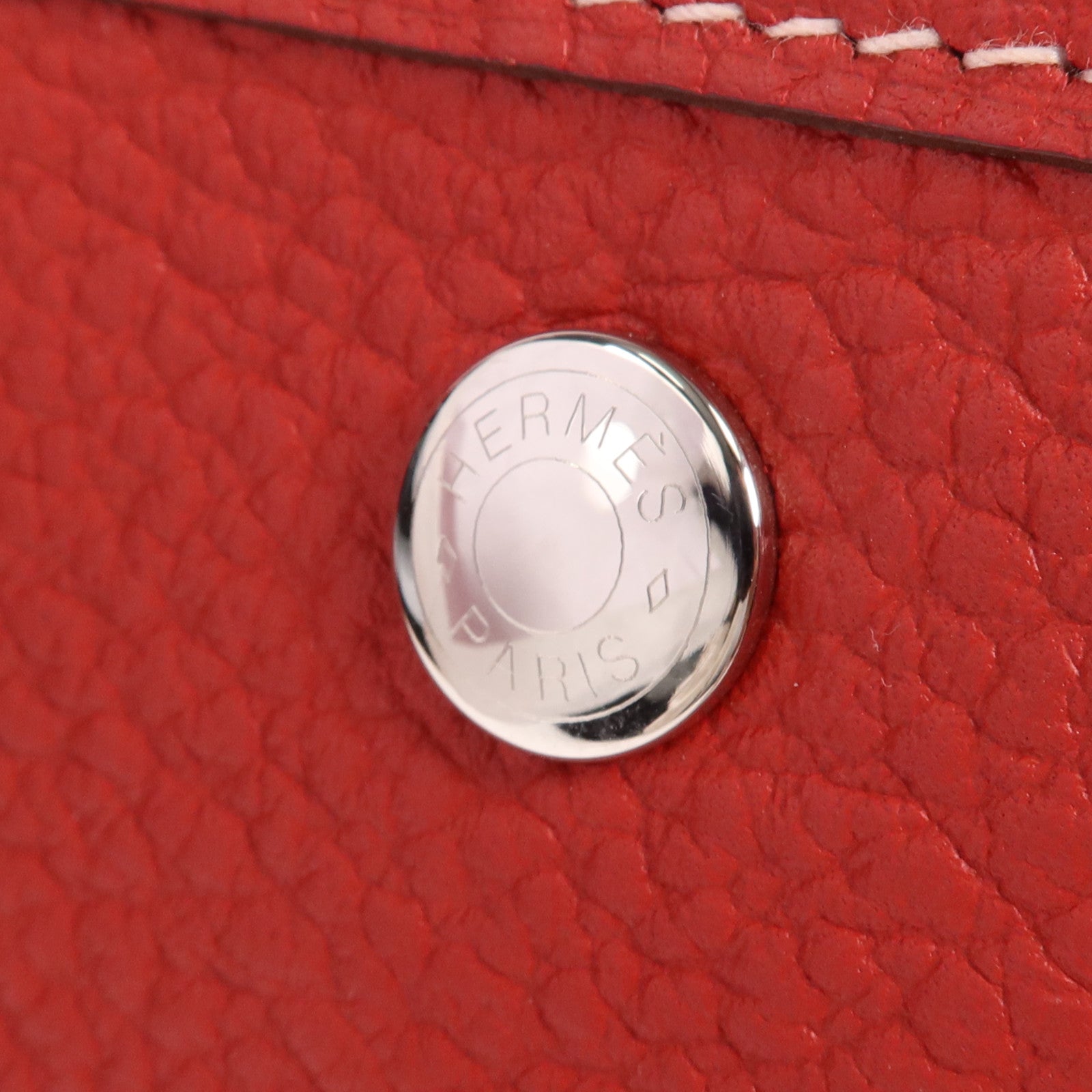 HERMES Country皮革Garden Party TPM銀扣手挽袋Rouge Casaque