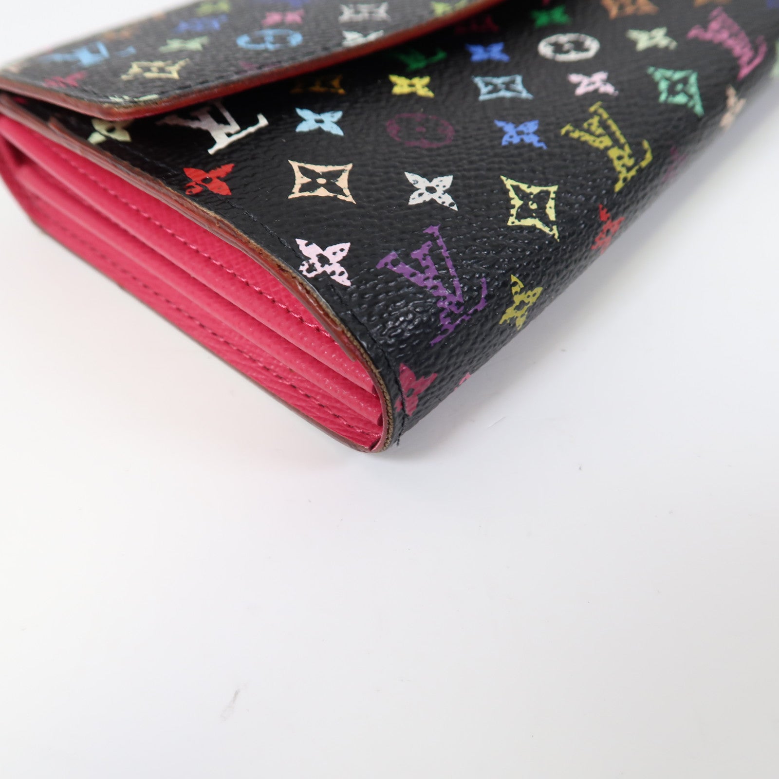 LOUIS VUITTON Monogram Multicolore Sarah Wallet金扣折疊長錢包黑色/彩色