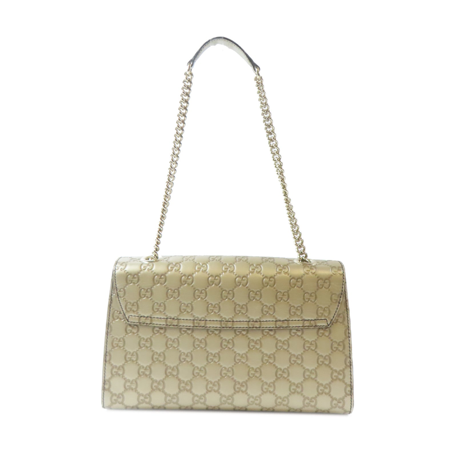 GUCCI 牛皮皮革Guccissima Chain Shoulder Bag金扣鏈帶肩背袋金色