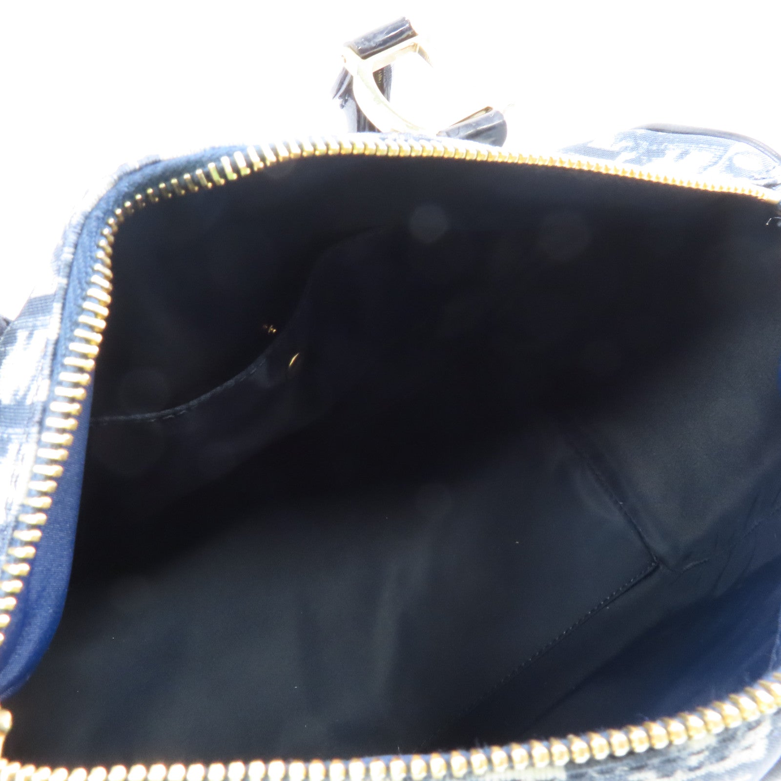 Dior 塗層帆布Mini Boston Bag金扣手挽袋藍色