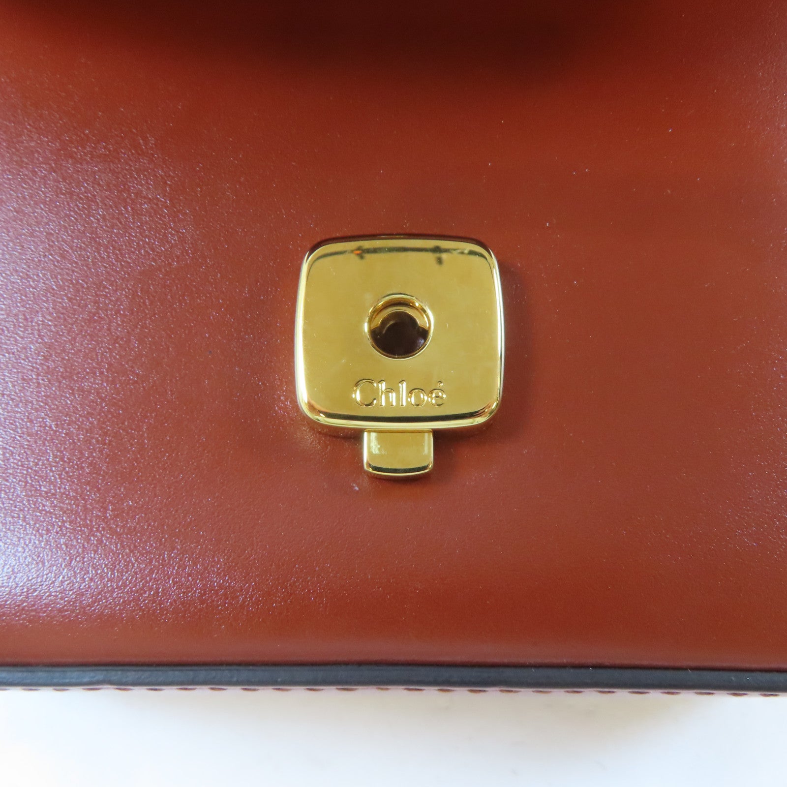 Chloe 牛皮皮革/麂皮皮革Mini C Bag金扣手挽肩背兩用袋啡紅色
