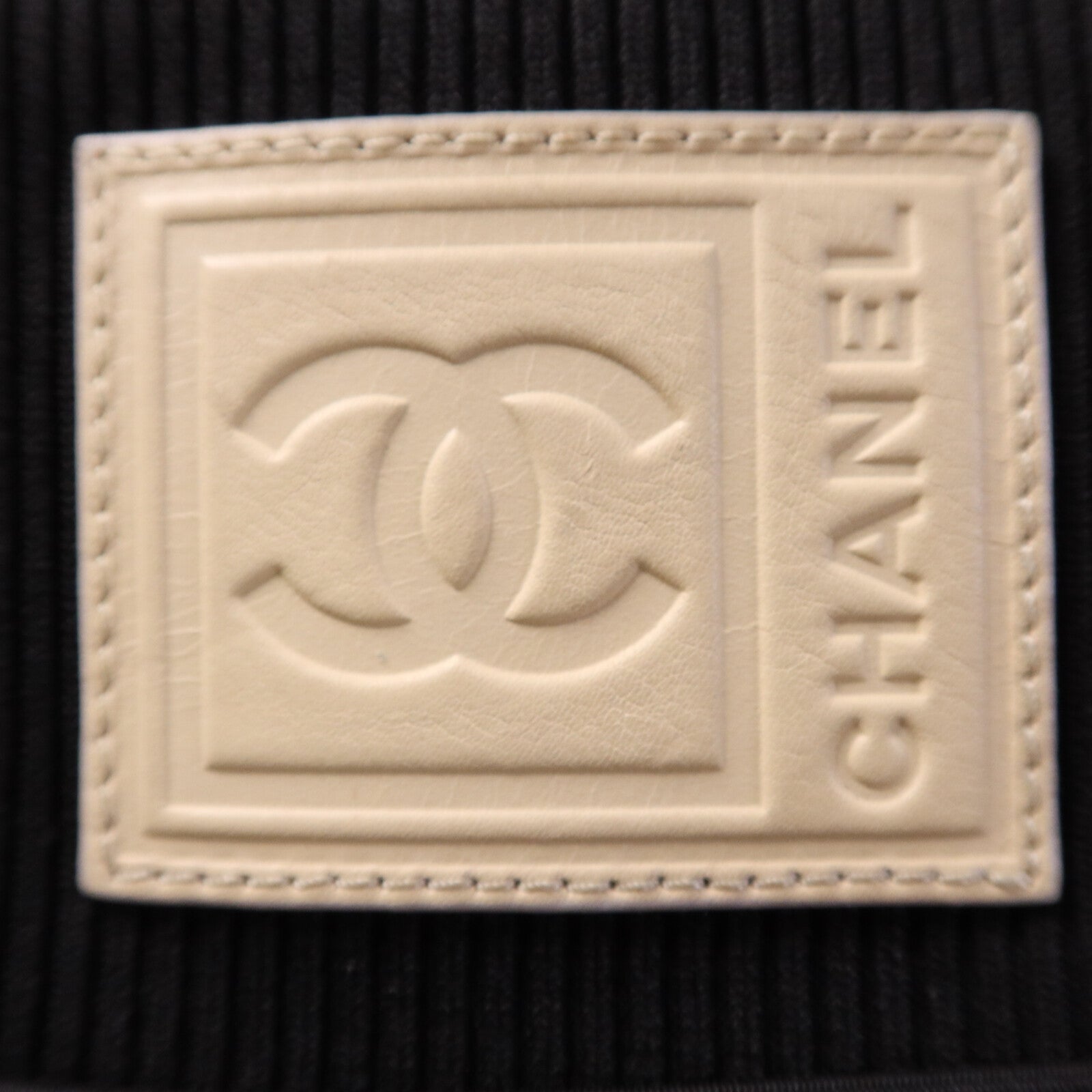 CHANEL 牛皮皮革/帆布Tote Bag銀扣肩背袋