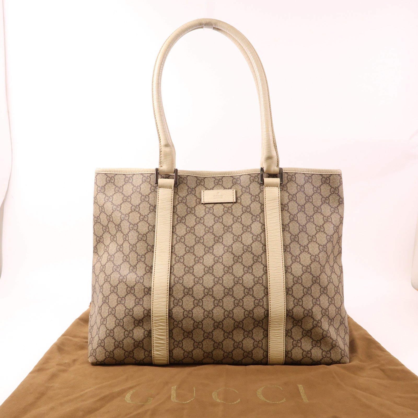 GUCCI 塗層帆布Shoulder Tote銀扣肩背袋/手挽袋