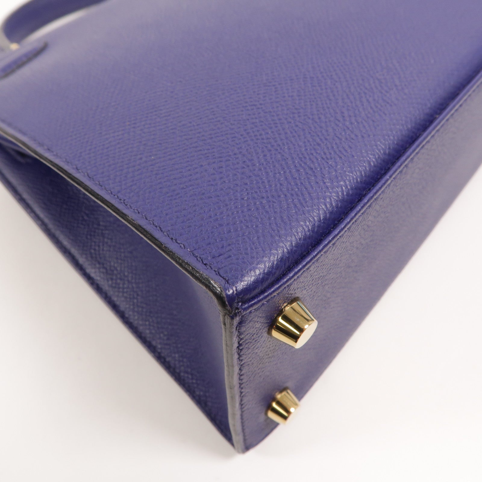 HERMES Epsom皮革Kelly 25手挽肩背兩用袋Bleu Encre