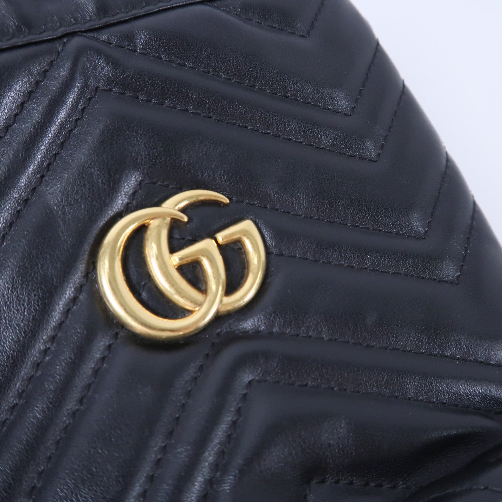 GUCCI 牛皮皮革GG Marmont Mini Bucket鏈帶肩背袋