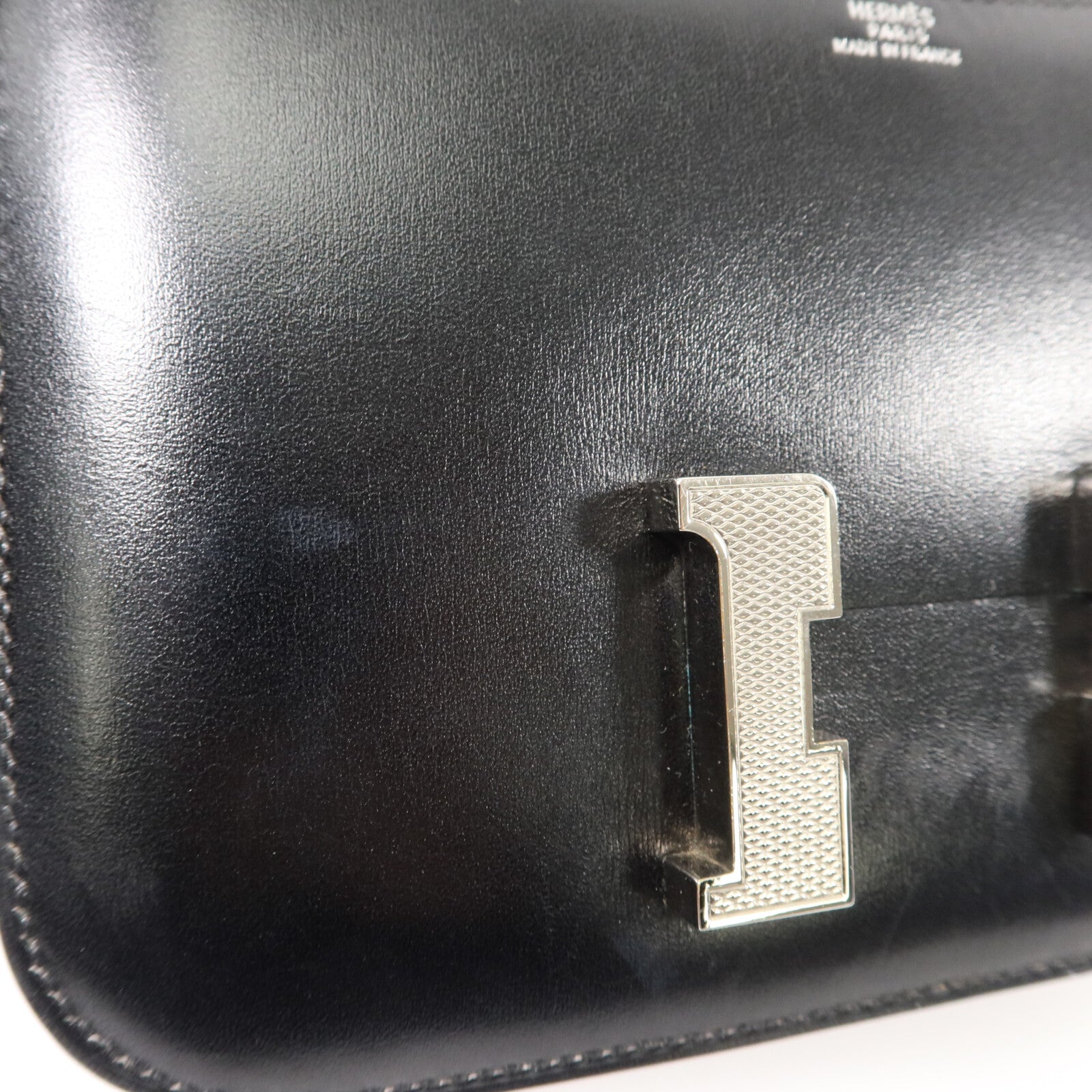 HERMES Box皮革Constance Mini肩背袋Noir