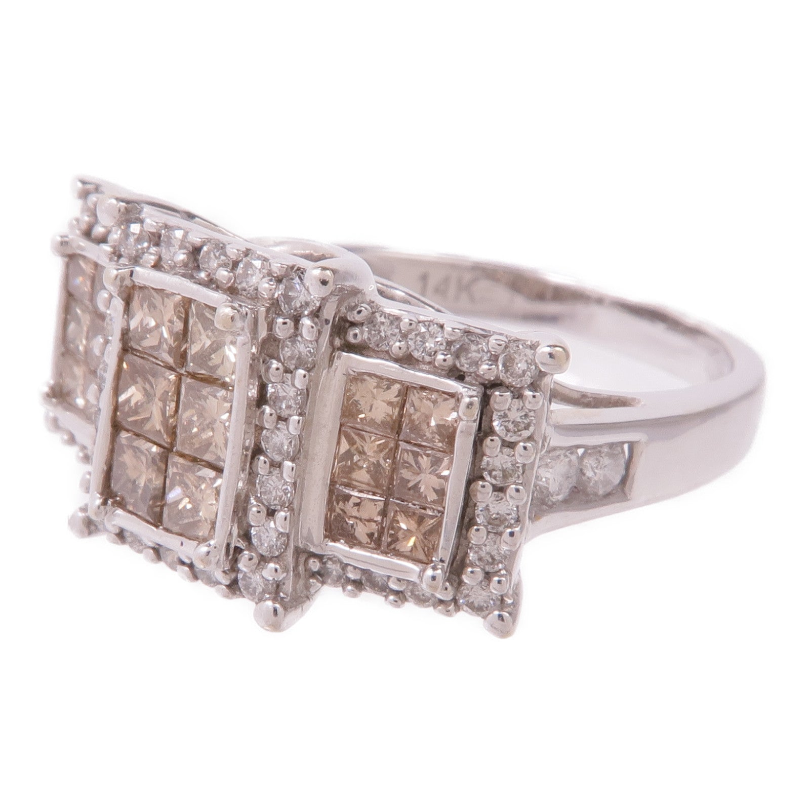 JEWELRY 【激減優惠】14K白金Brown Diamond Ring鑽石戒指US#8.25