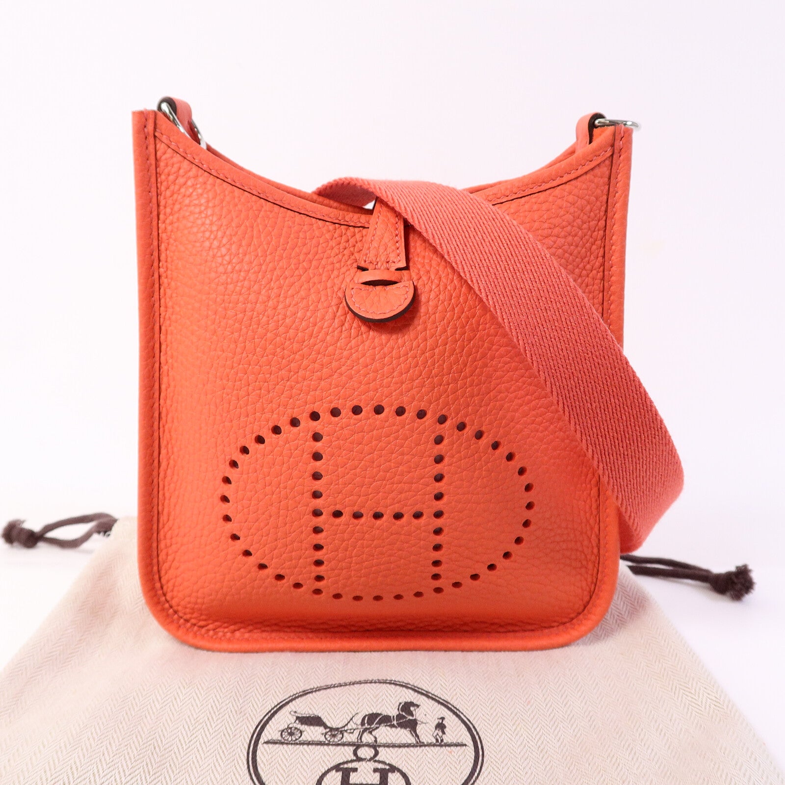 HERMES Clemence皮革Evelyne TPM肩背袋Rose Texas