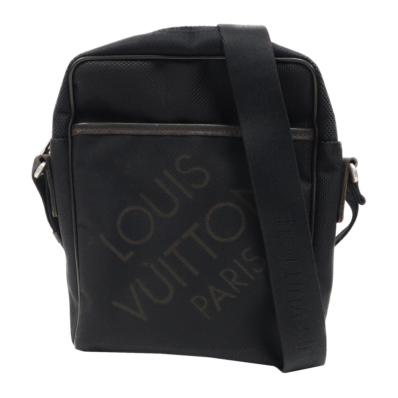 LOUIS VUITTON 帆布Citadin MM銀扣肩背袋黑色