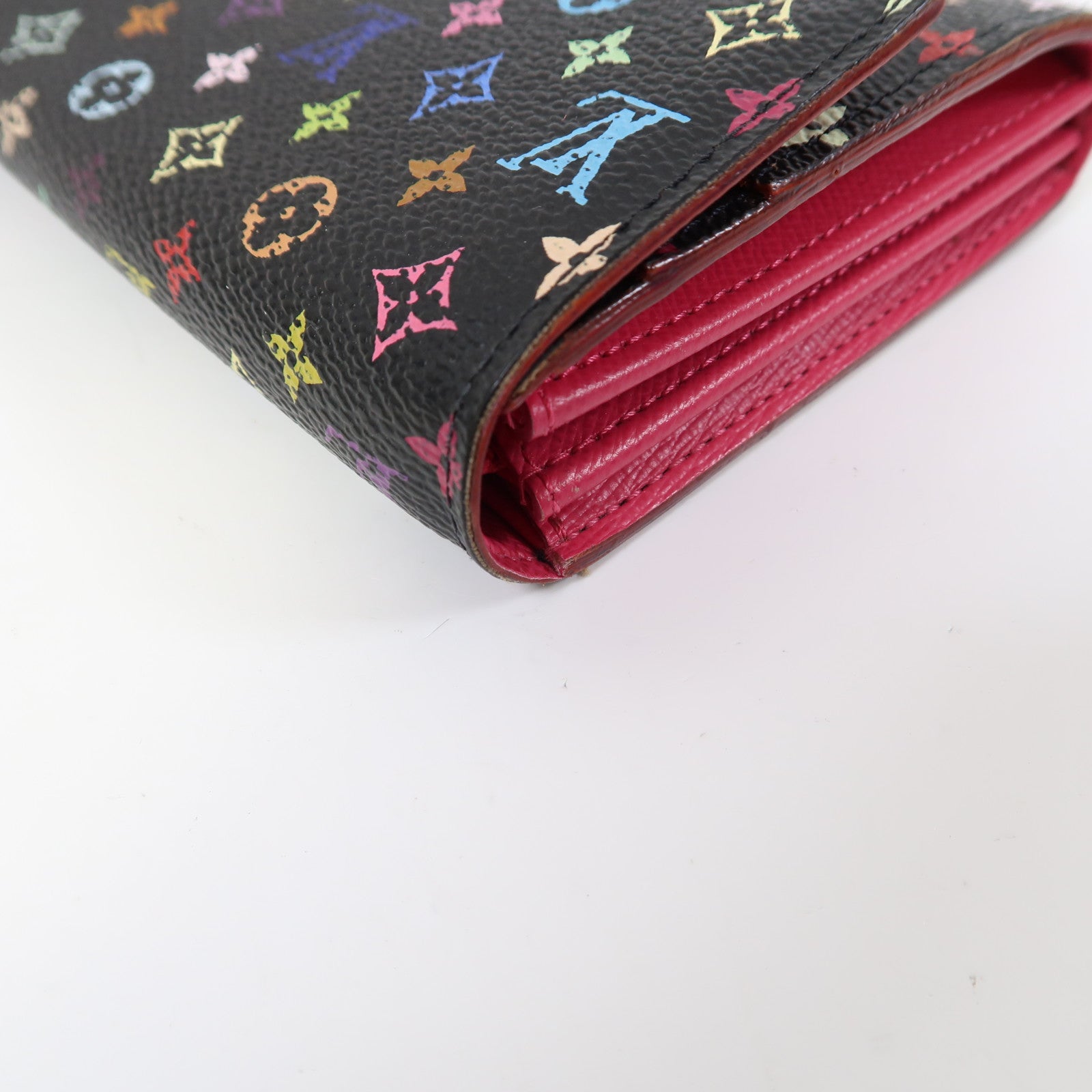LOUIS VUITTON Monogram Multicolore Sarah Wallet金扣折疊長錢包黑色/彩色