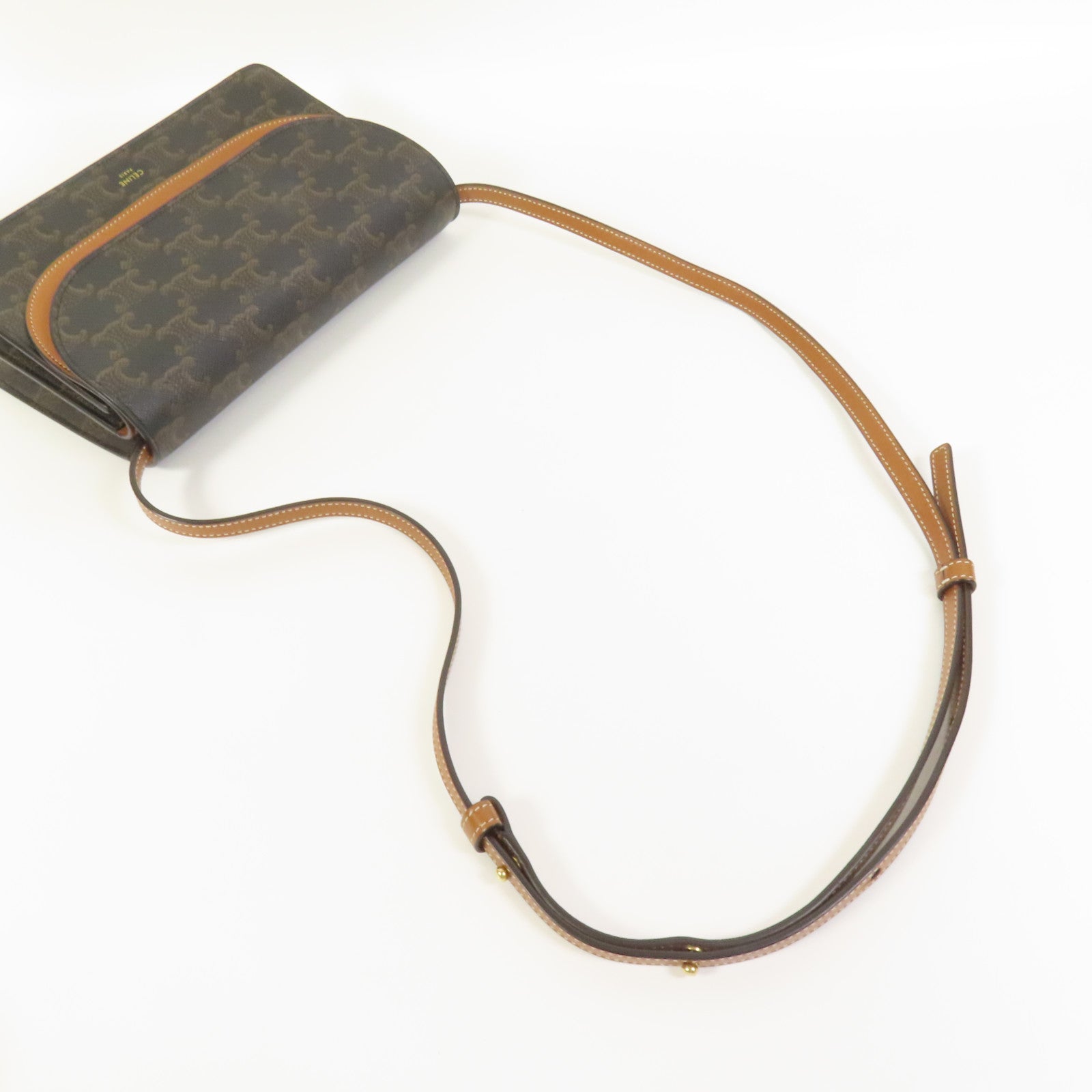 CELINE 塗層帆布Wallet On Strap肩背袋