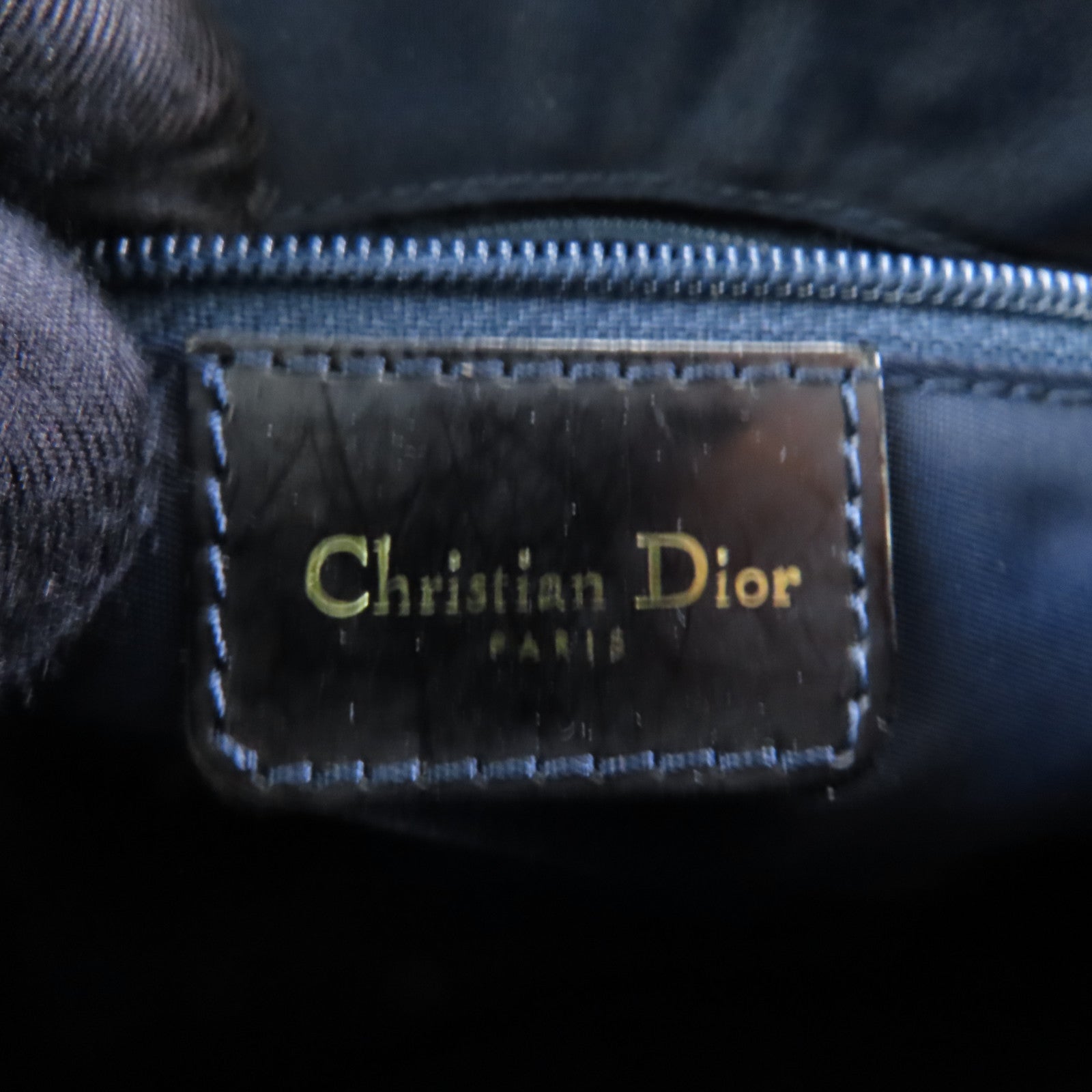 Dior 塗層帆布Mini Boston Bag金扣手挽袋藍色