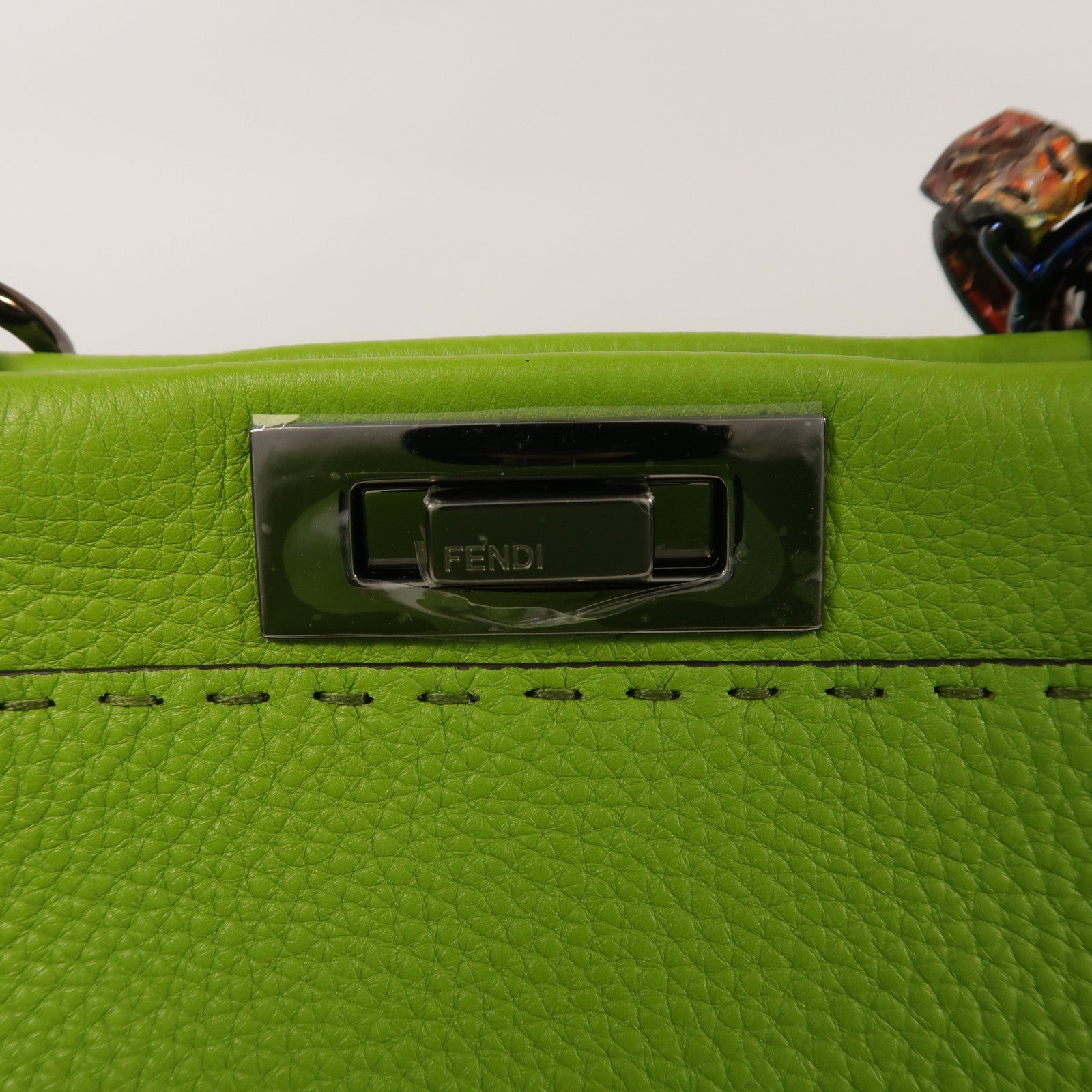 FENDI 牛皮/蛇皮革Peekaboo銀扣手挽肩背兩用袋