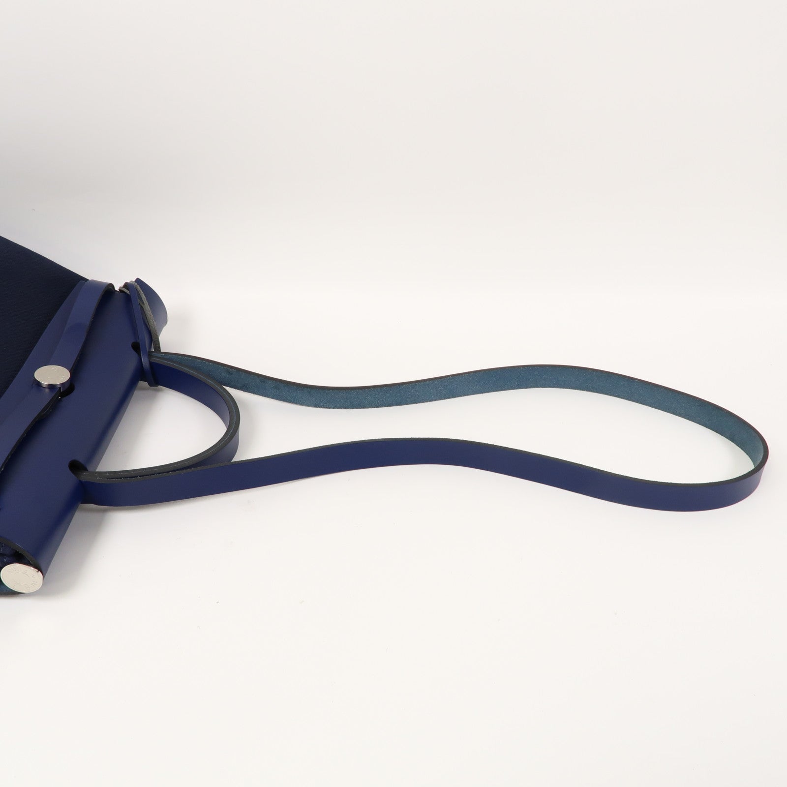 HERMES 帆布/皮革Herbag PM銀扣手挽肩背兩用袋寶石藍色