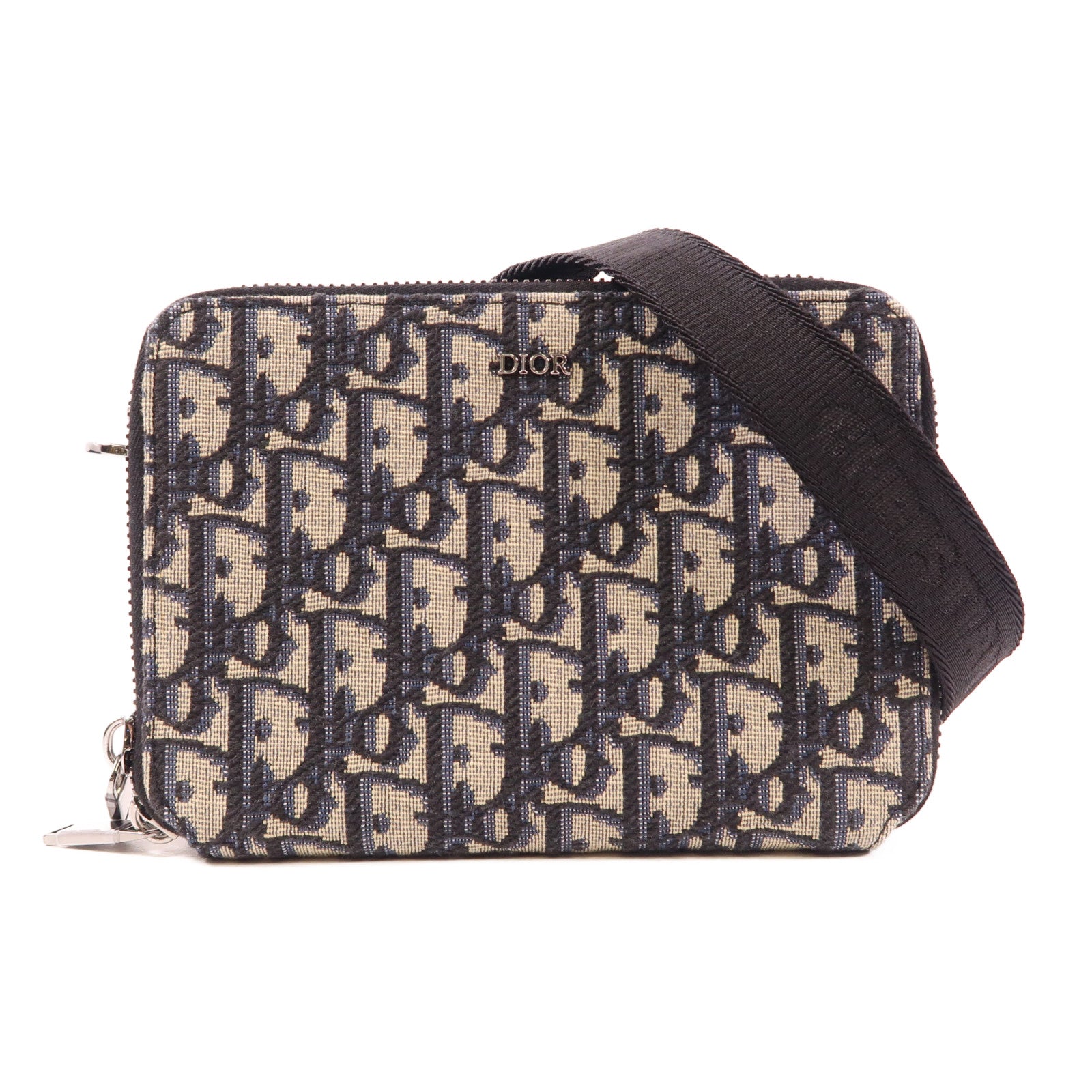 Dior 帆布Oblique Camera Bag銀扣肩背袋