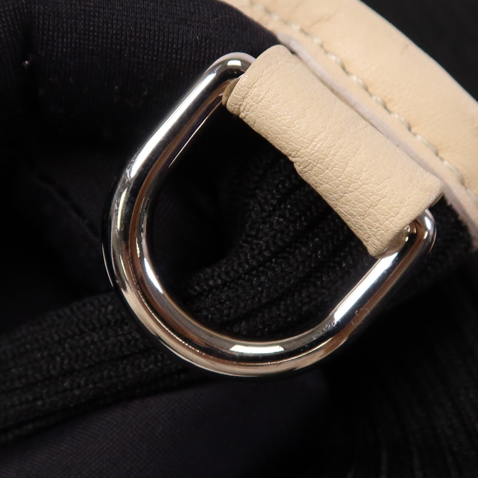 CHANEL 牛皮皮革/帆布Tote Bag銀扣肩背袋