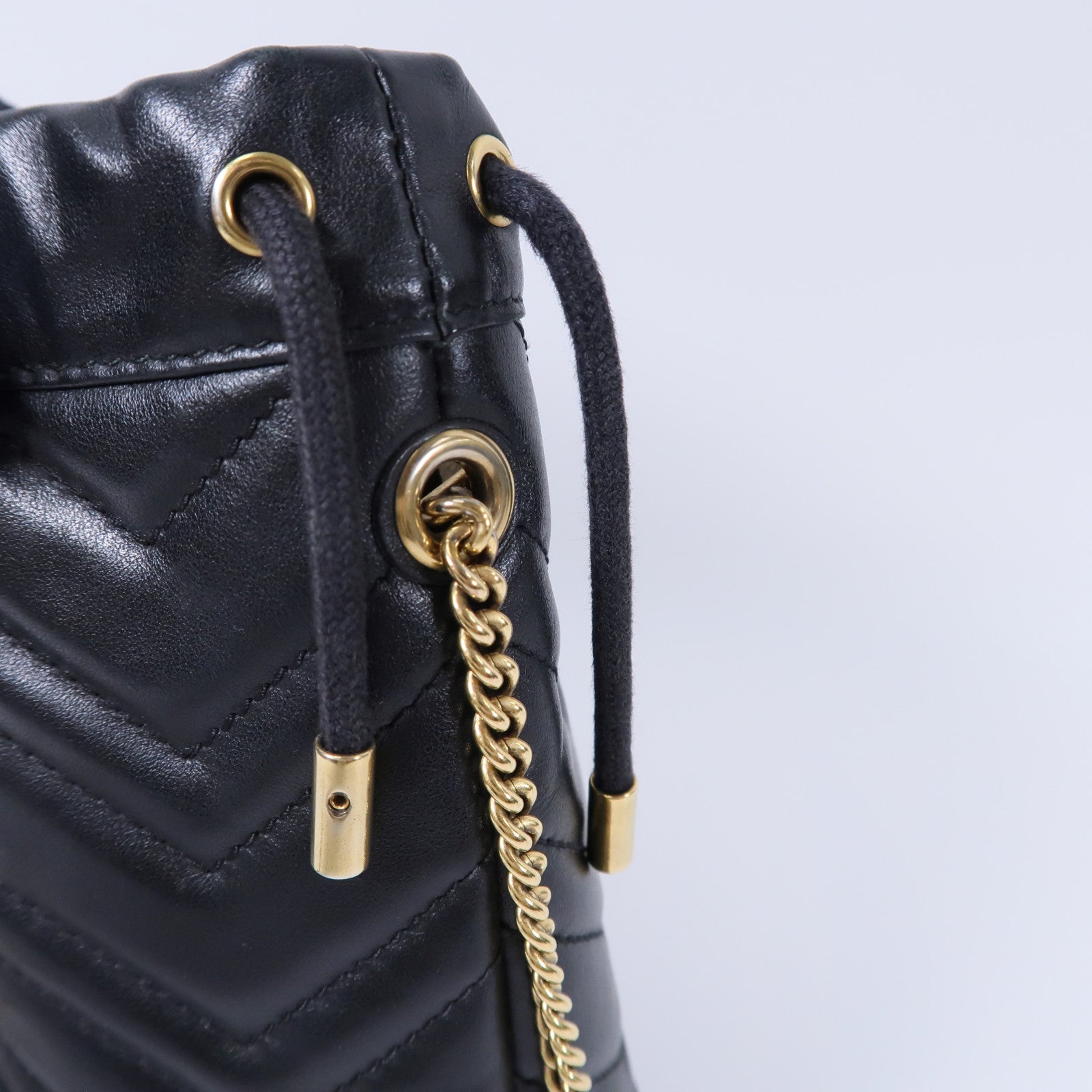 GUCCI 牛皮皮革GG Marmont Mini Bucket鏈帶肩背袋