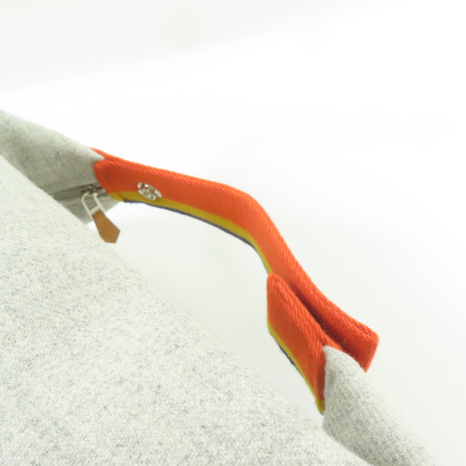 HERMES Toile H帆布Bride a Brac銀扣手挽袋灰色