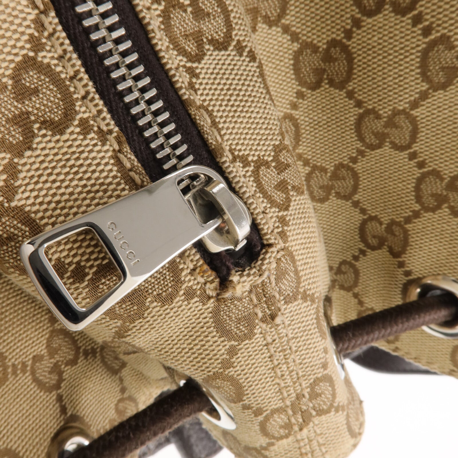 GUCCI 帆布Backpack銀扣背包