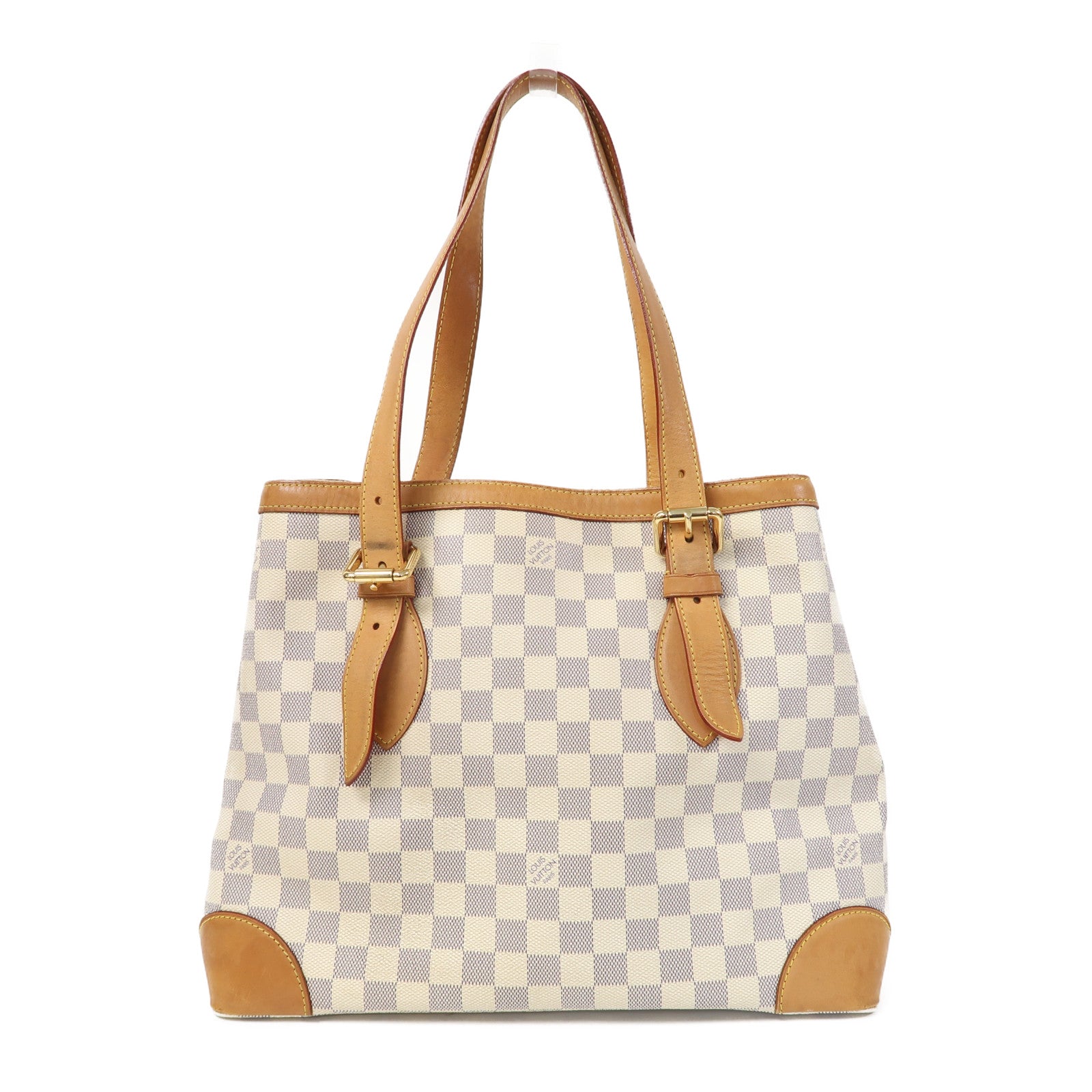 LOUIS VUITTON 【激減優惠】Damier Azur Hampstead MM金扣肩背袋白色/藍色