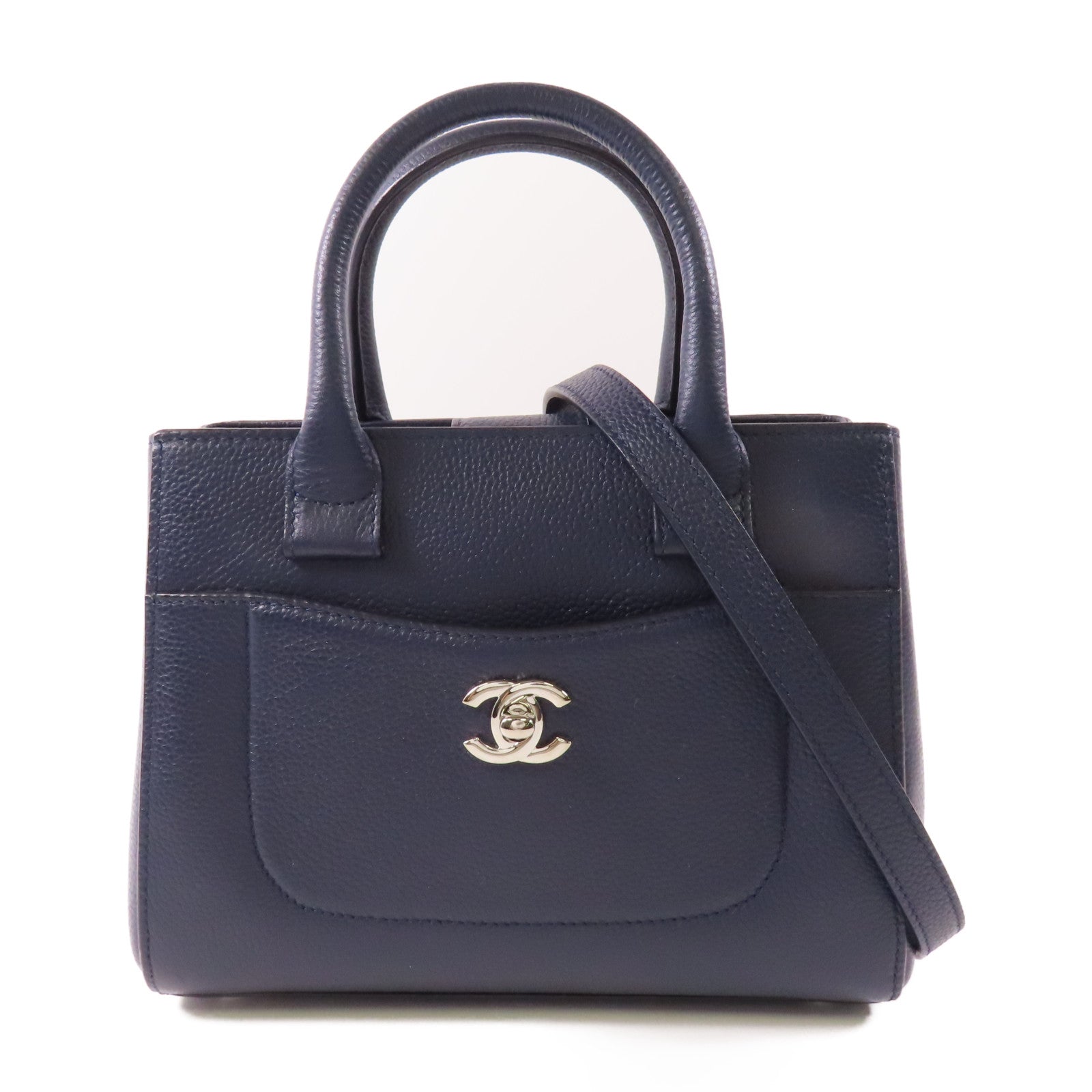CHANEL 牛皮皮革Neo Executive Tote Mini銀扣手挽肩背兩用袋