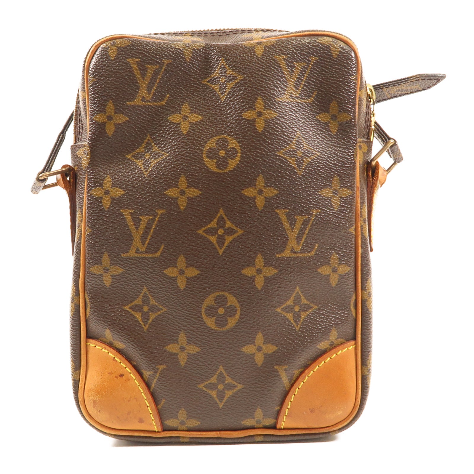 LOUIS VUITTON Monogram Danube金扣肩背袋棕色