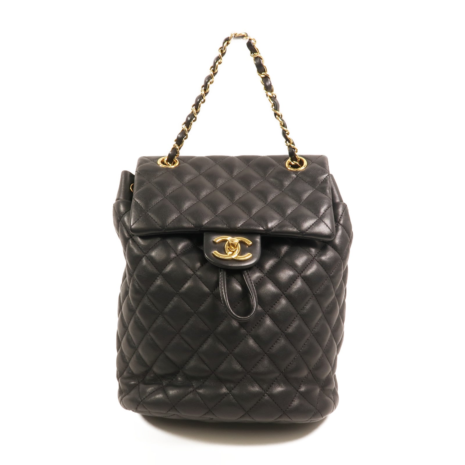 CHANEL 羊皮皮革Backpack Small金扣背包