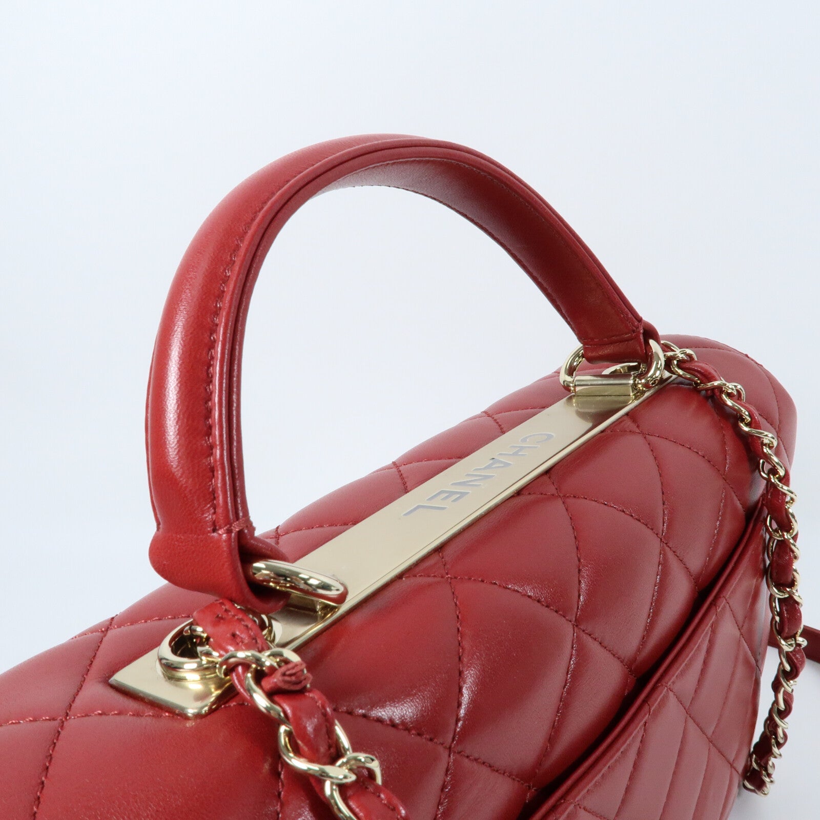 CHANEL 羊皮皮革Trendy CC金扣鏈帶手挽肩背兩用袋