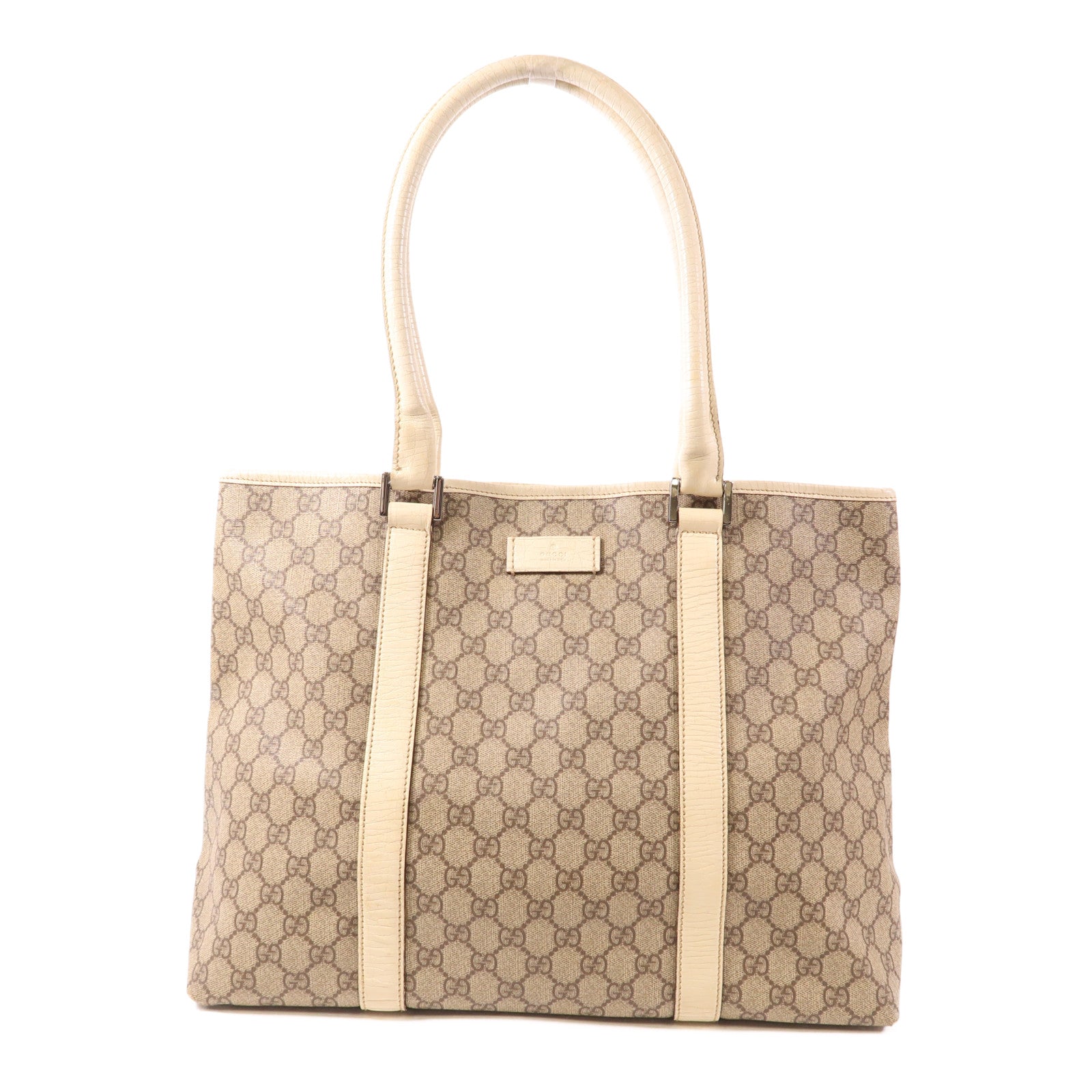 GUCCI 塗層帆布Shoulder Tote銀扣肩背袋/手挽袋