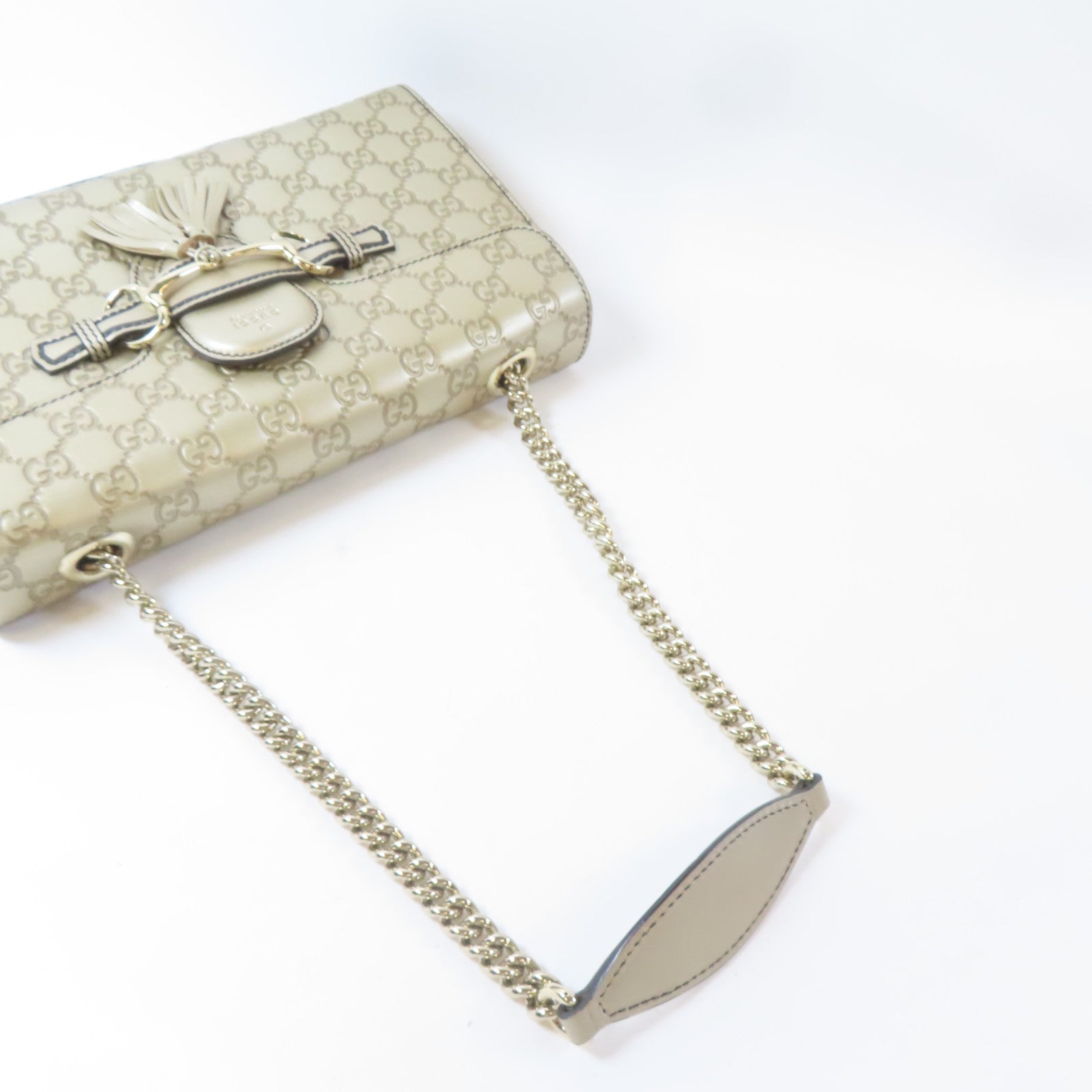 GUCCI 牛皮皮革Guccissima Chain Shoulder Bag金扣鏈帶肩背袋金色