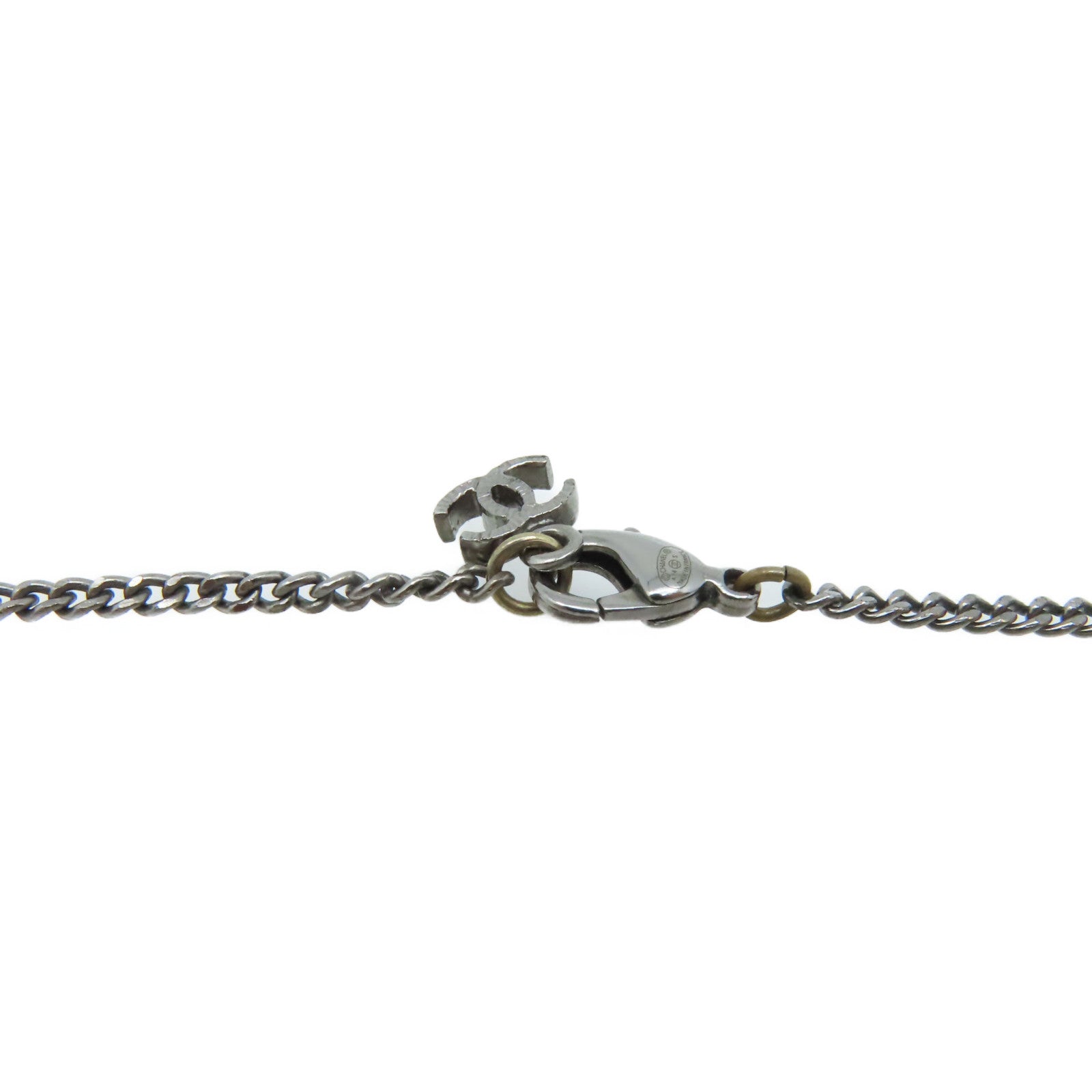 CHANEL 【激減優惠】金屬/仿珍珠CC Logo Pendant Necklace項鏈珍珠色
