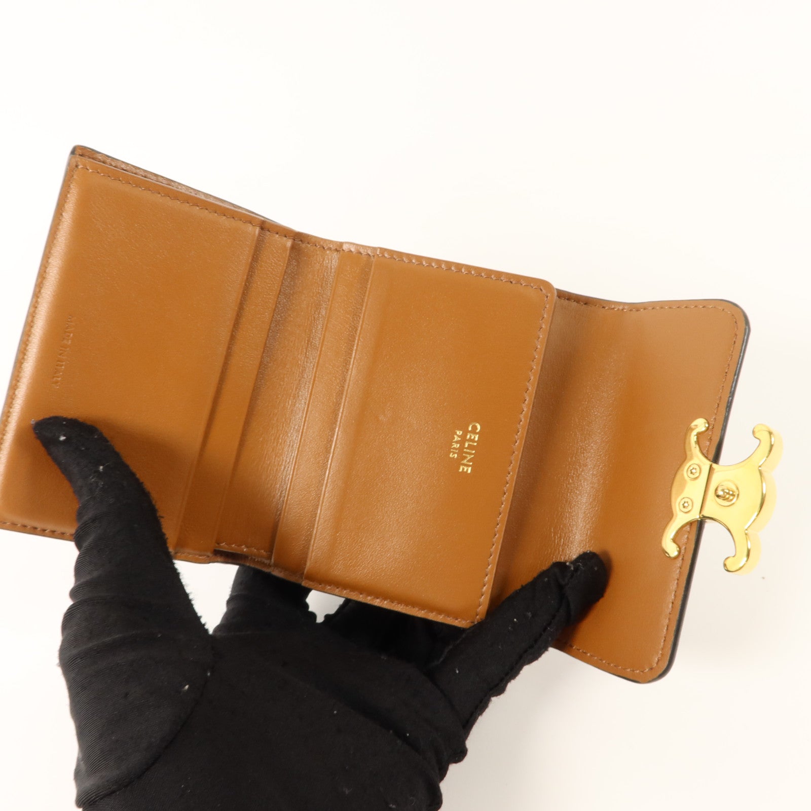CELINE Triomphe帆布Compact Wallet With Coin Purse錢包