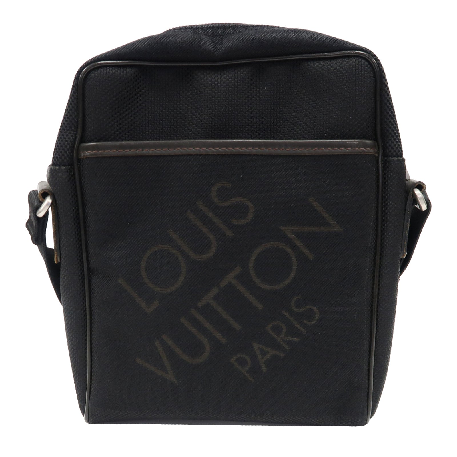 LOUIS VUITTON 帆布Citadin MM銀扣肩背袋黑色